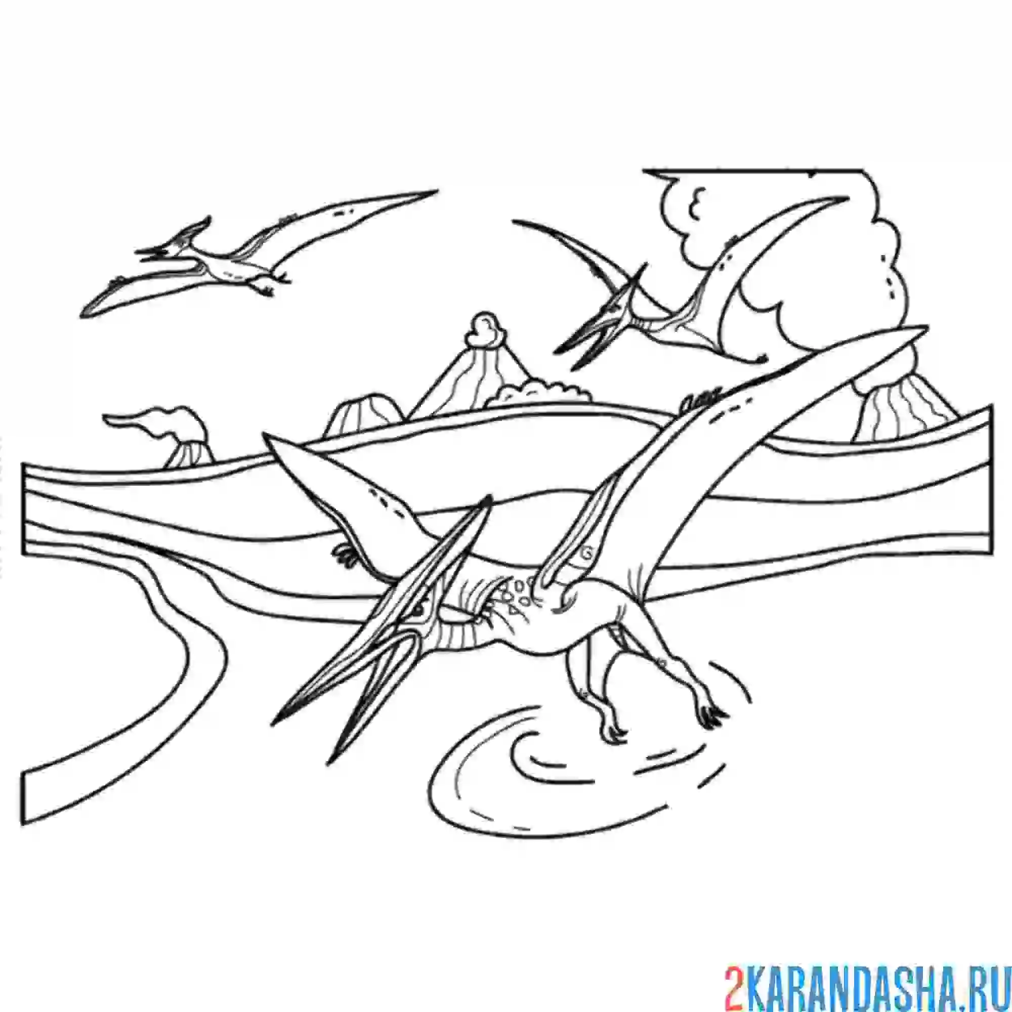 Раскраска птеродактиль динозавр