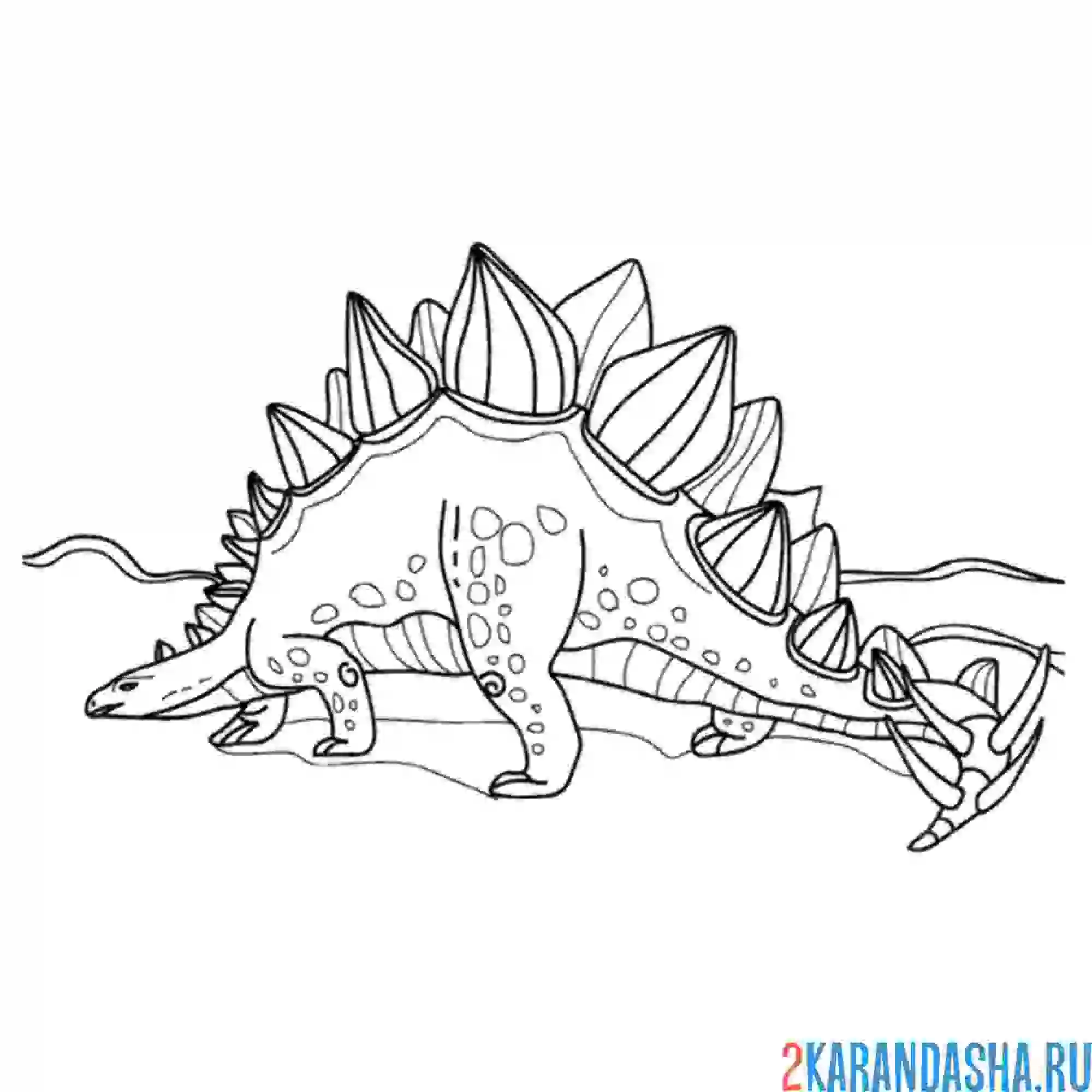 Раскраска стегозавр позднеюрский травоядный динозавр