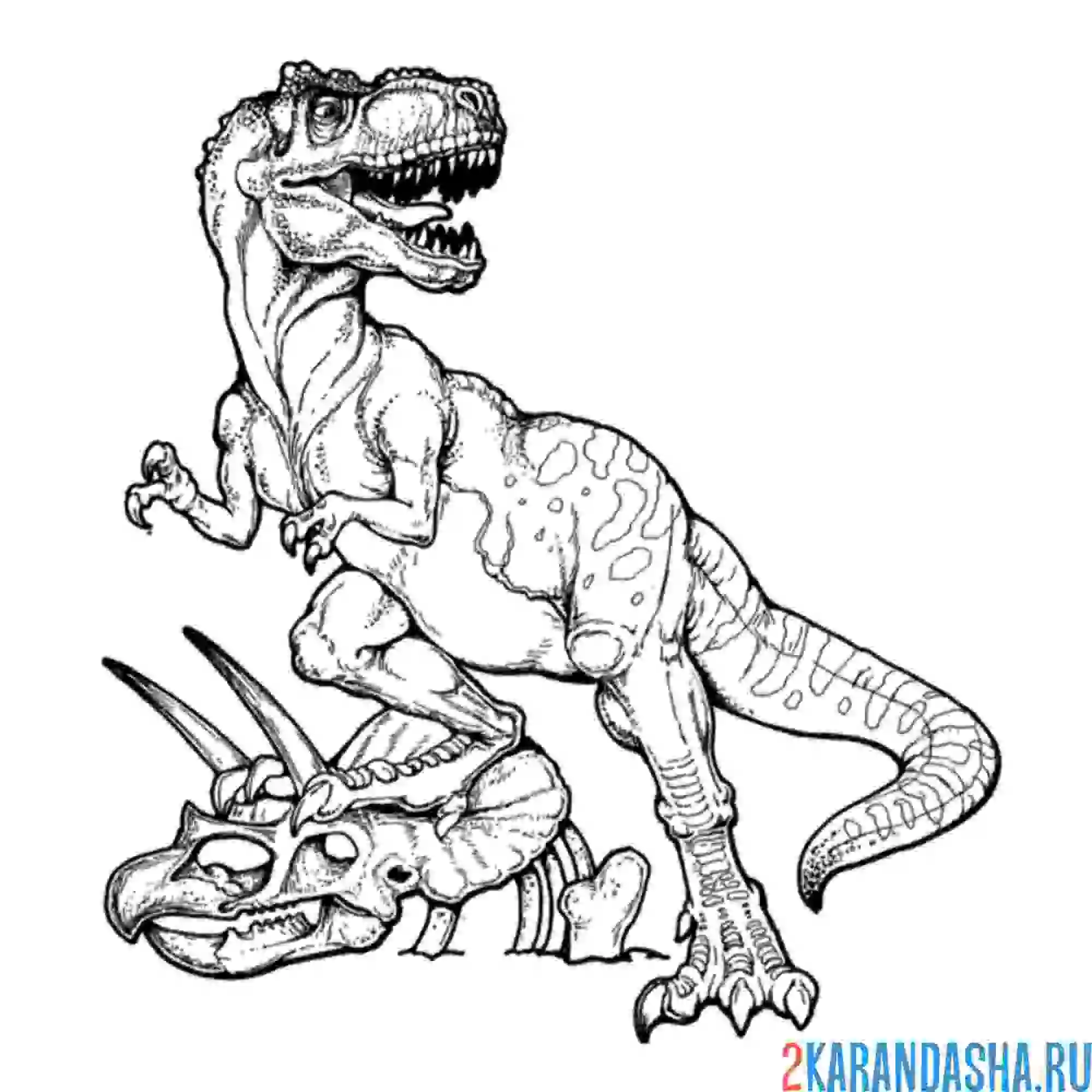 Раскраска тираннозавр ящер-гигант
