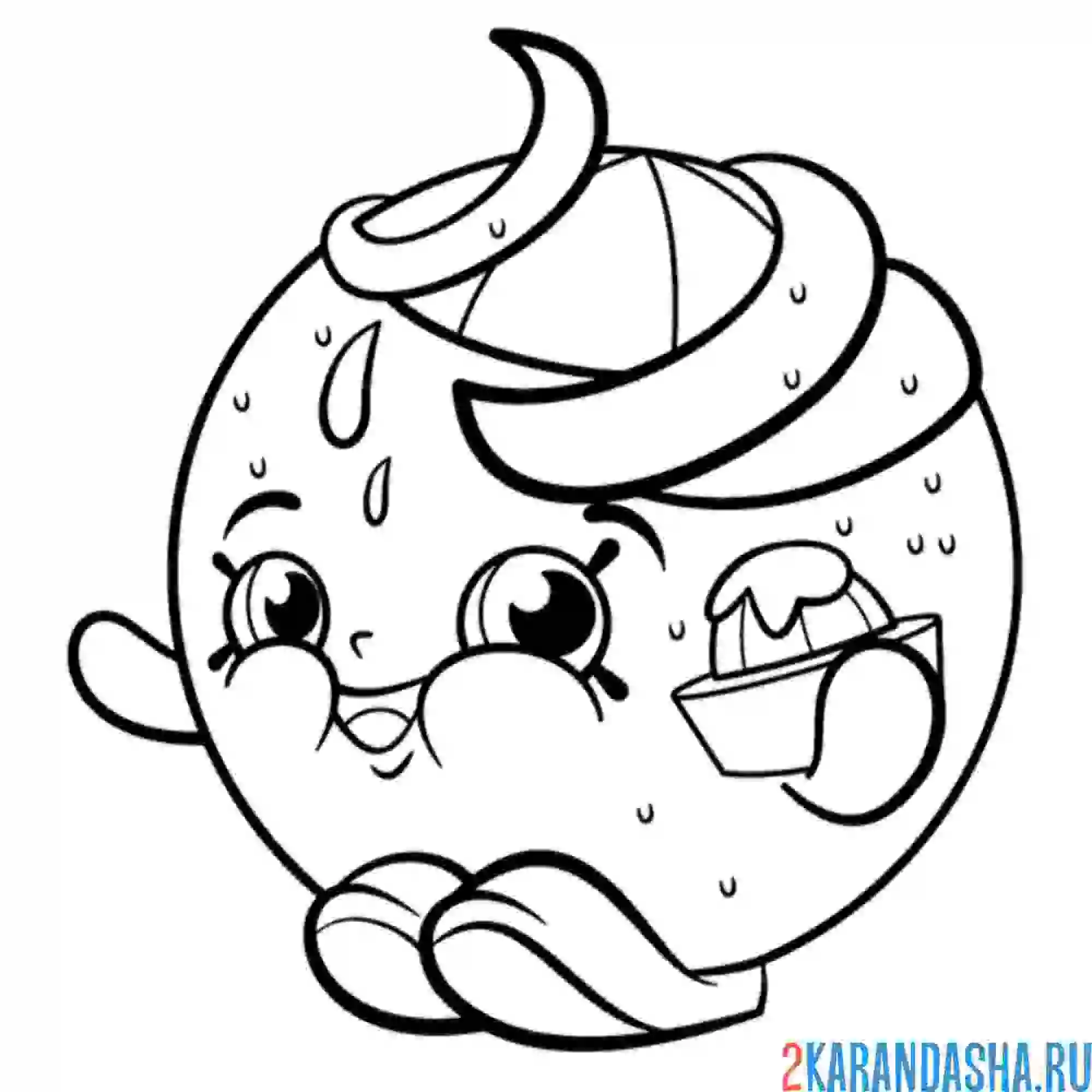 Раскраска апельсинка шопкинс