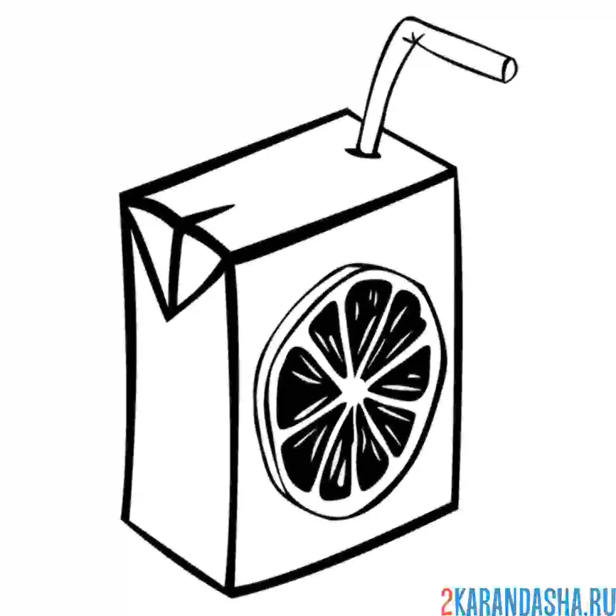 Раскраска апельсиновый сок в коробке