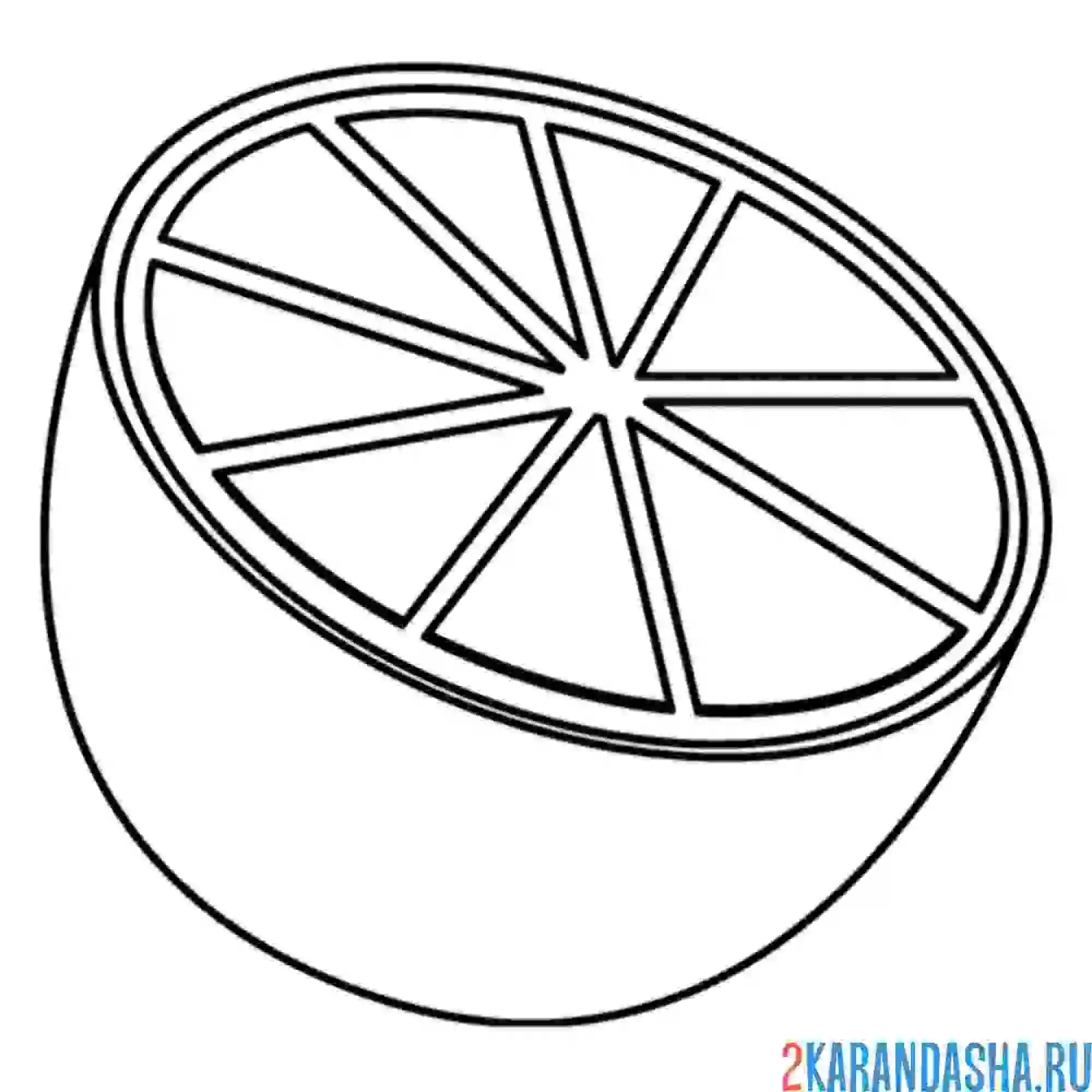 Раскраска половинка апельсина