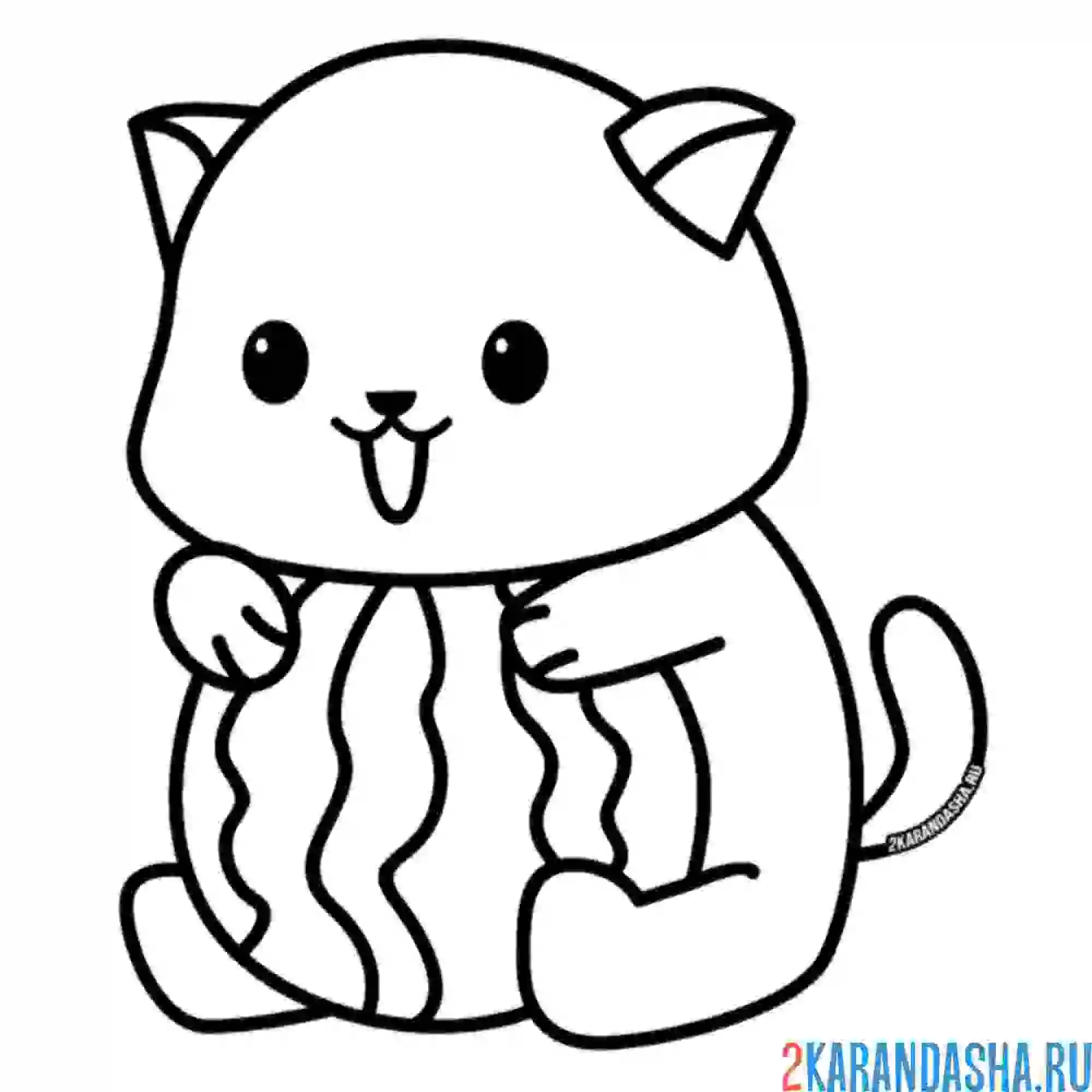 Раскраска котик и арбузик