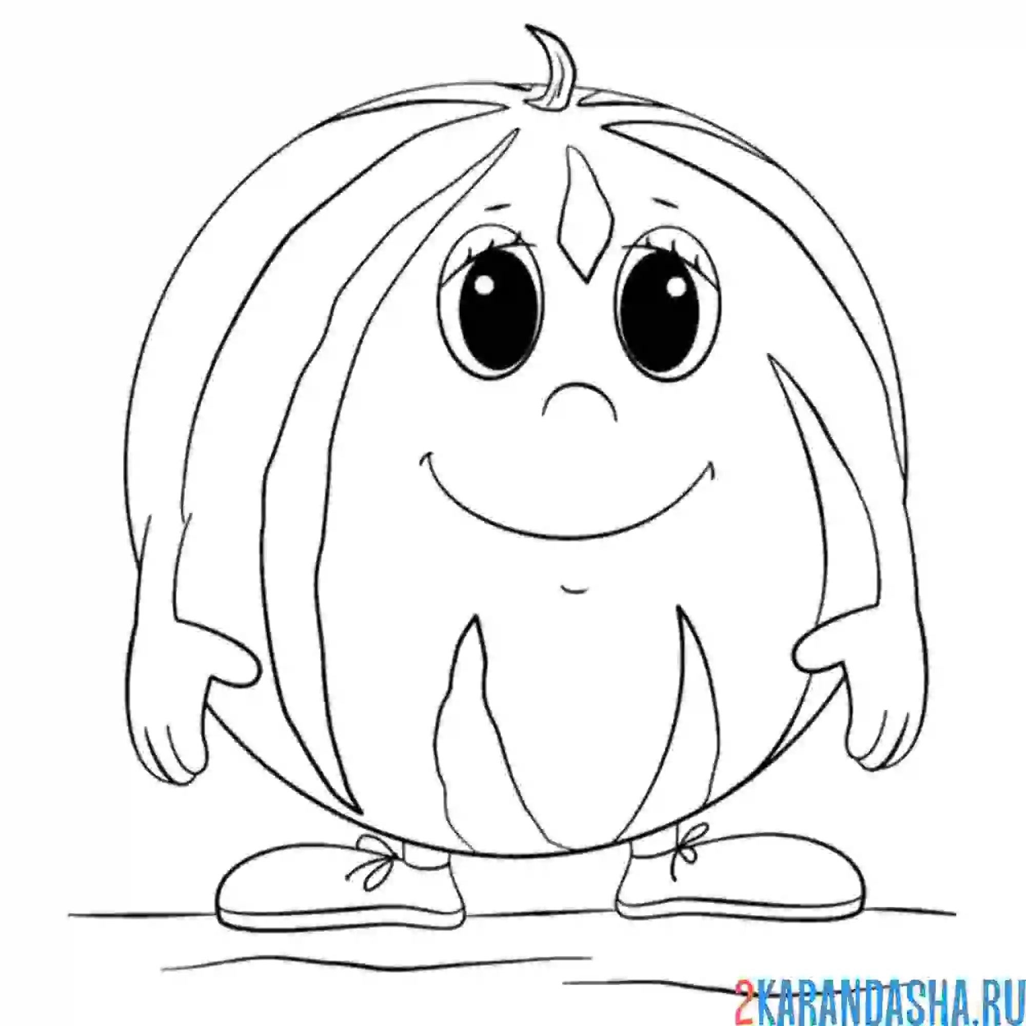 Раскраска целый арбуз с глазками