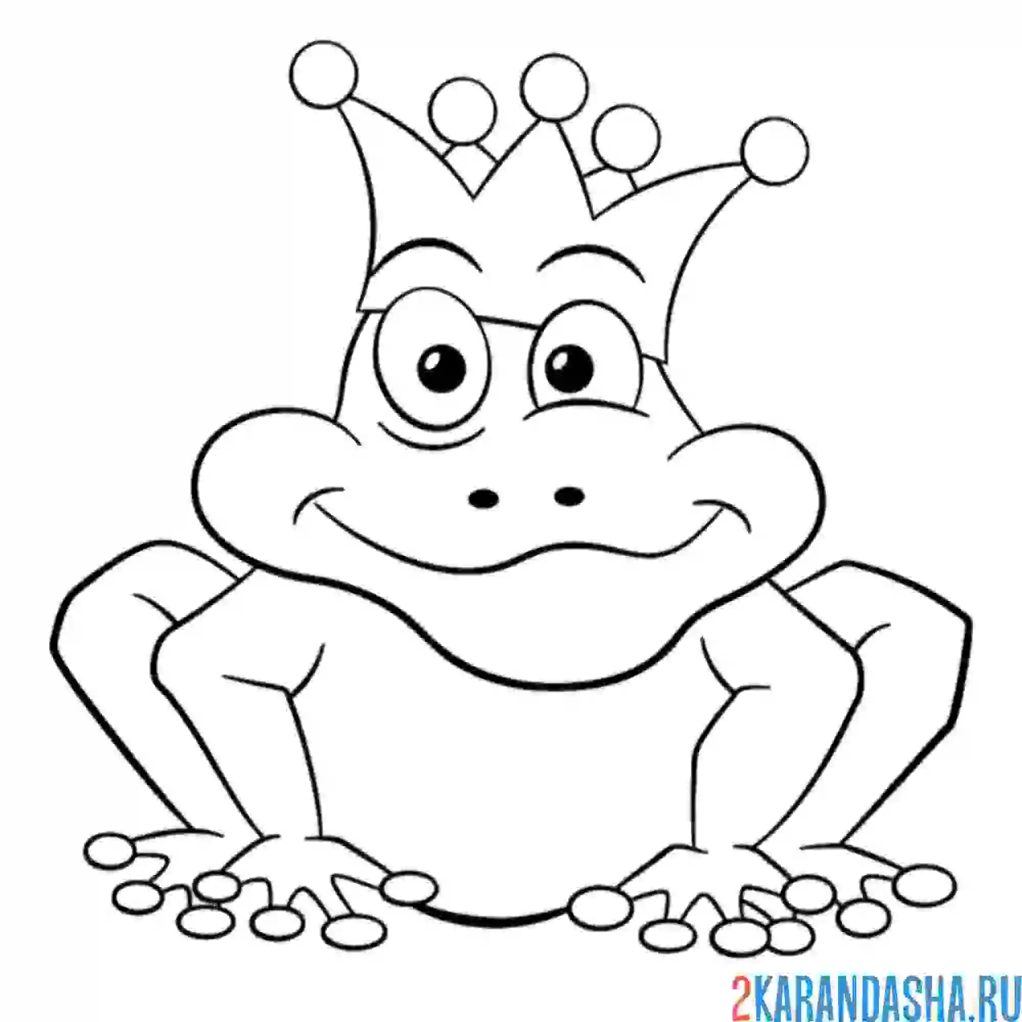 Раскраска принц лягушка с короной