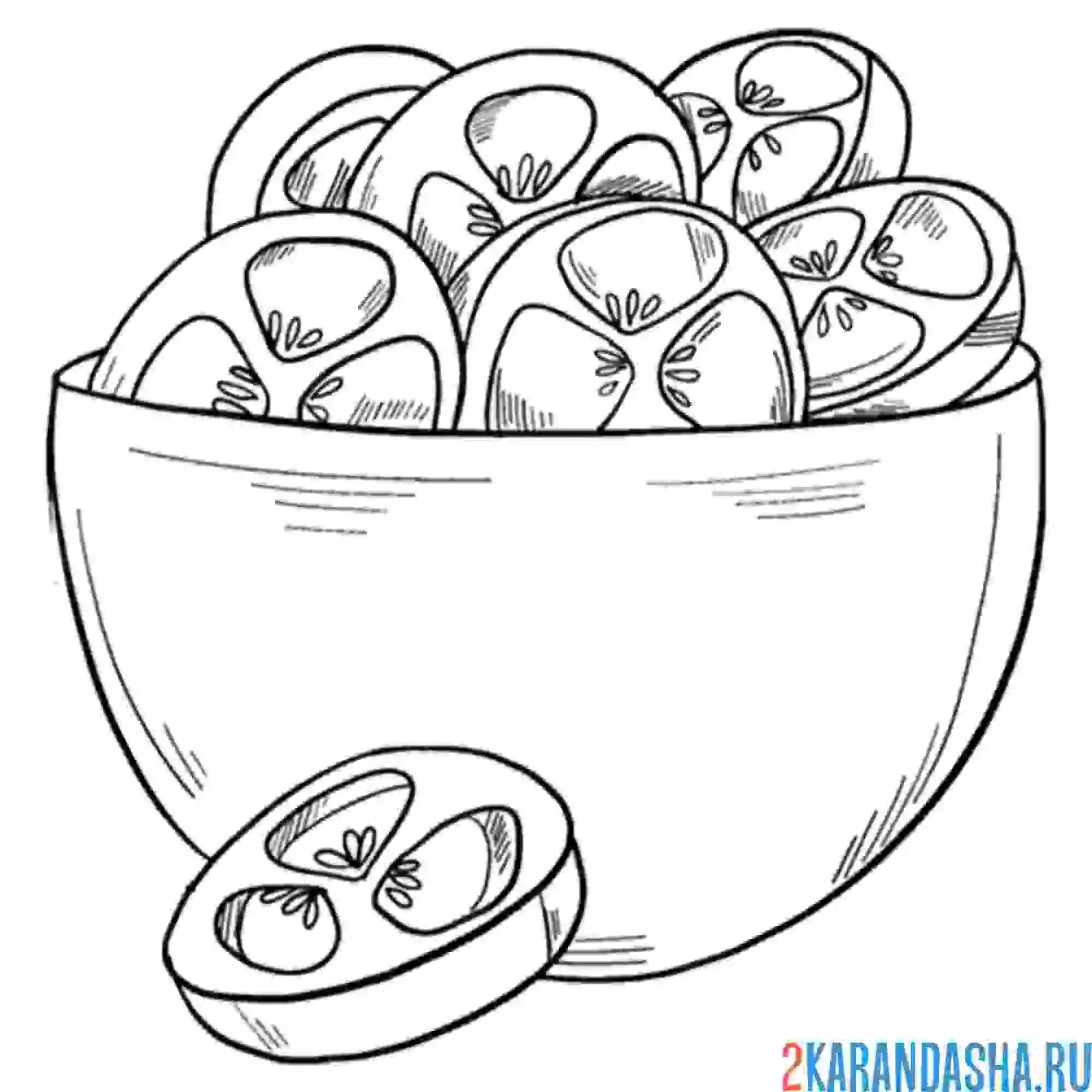 Раскраска тарелка с помидорами