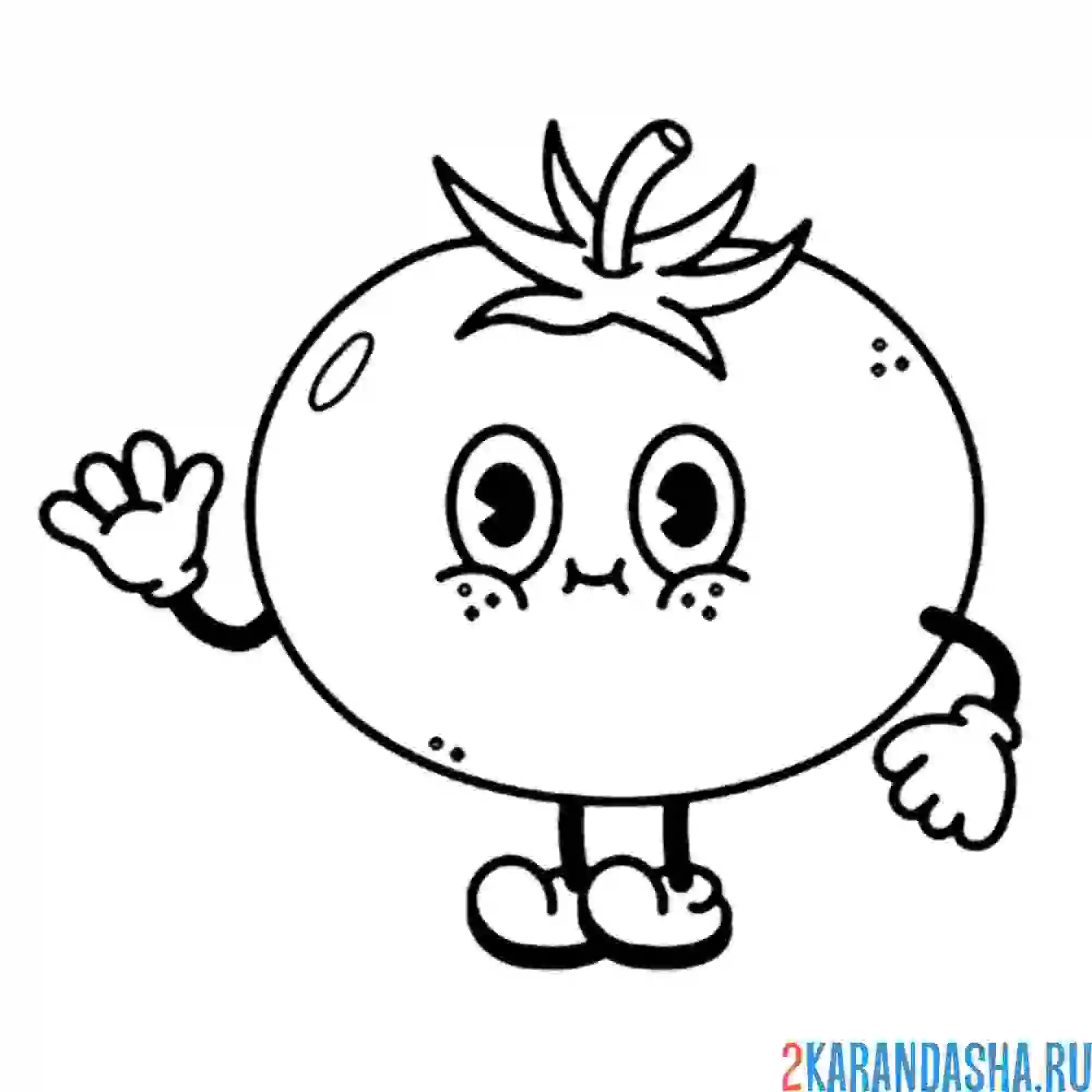 Раскраска помидор с глазками ручками