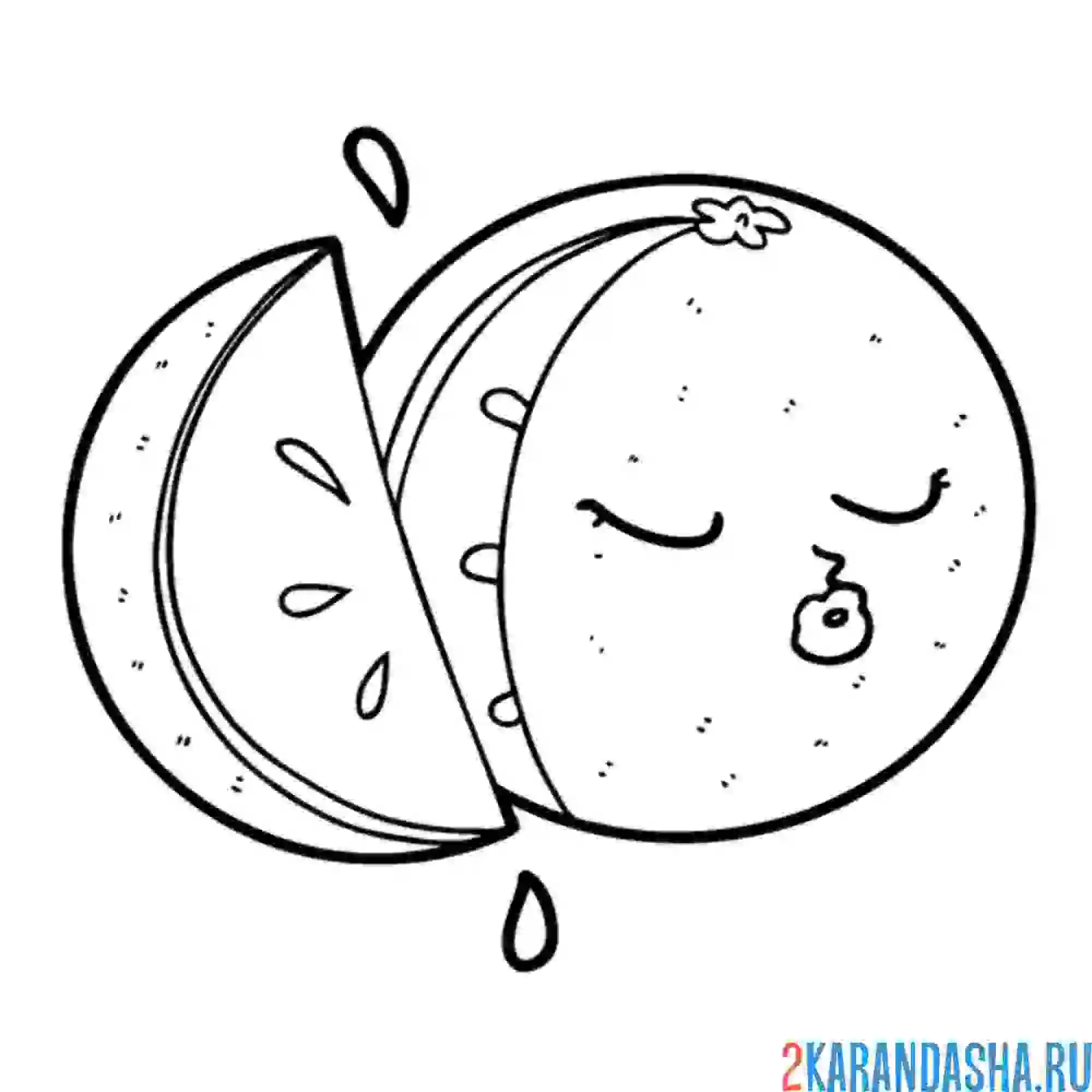 Раскраска апельсинка спит