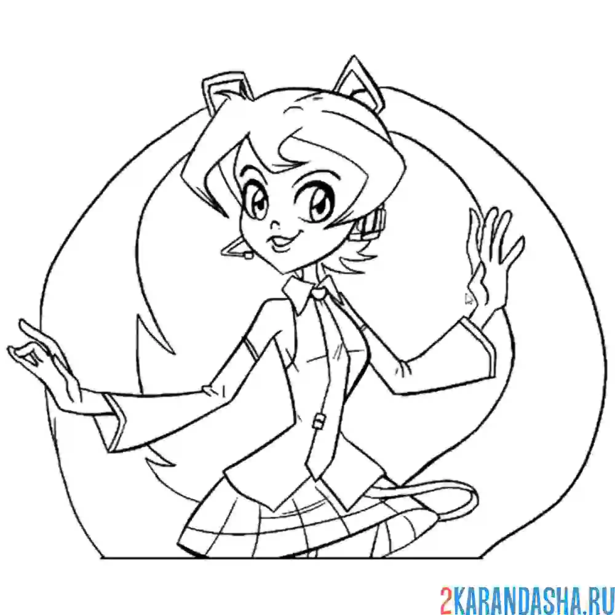 Раскраска аниме мику