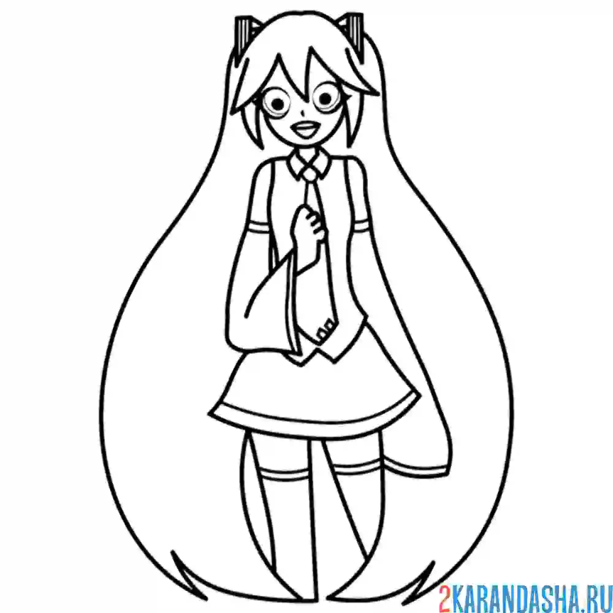 Раскраска мику поет