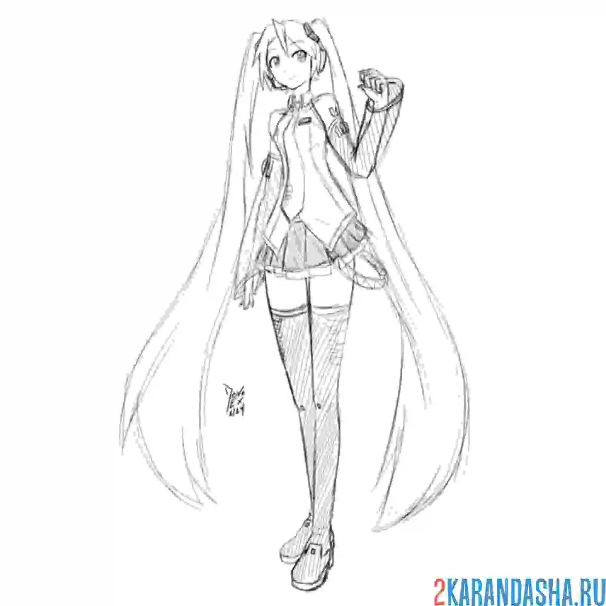 Раскраска мику во весь рост