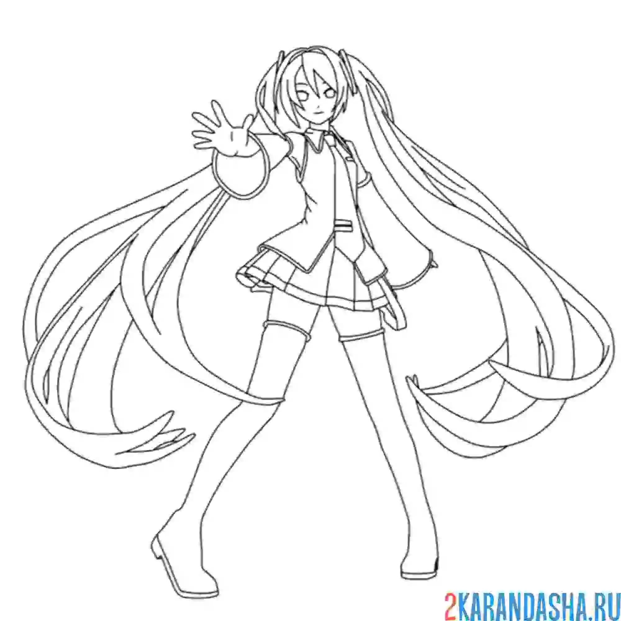 Раскраска мику в полный рост