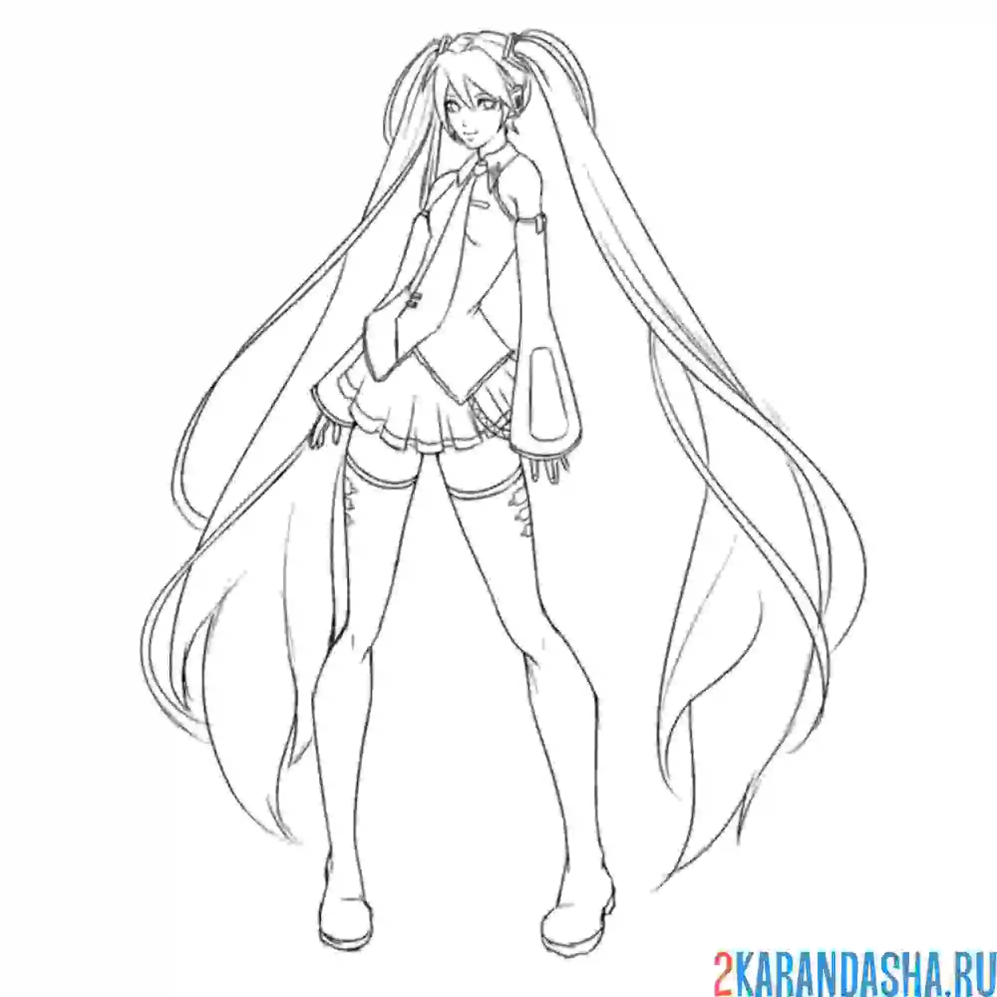 Раскраска мику красивая аниме