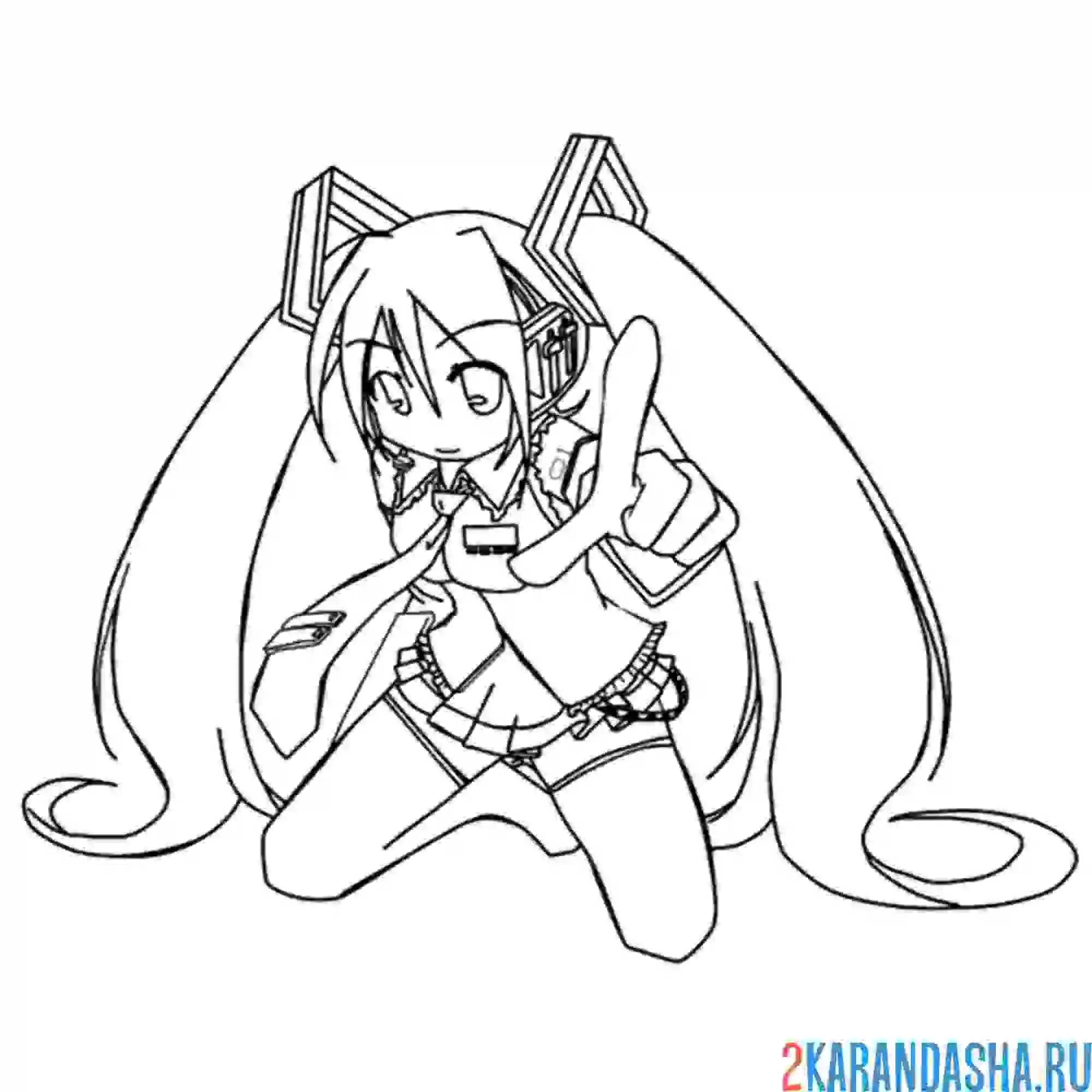 Раскраска мику выступает