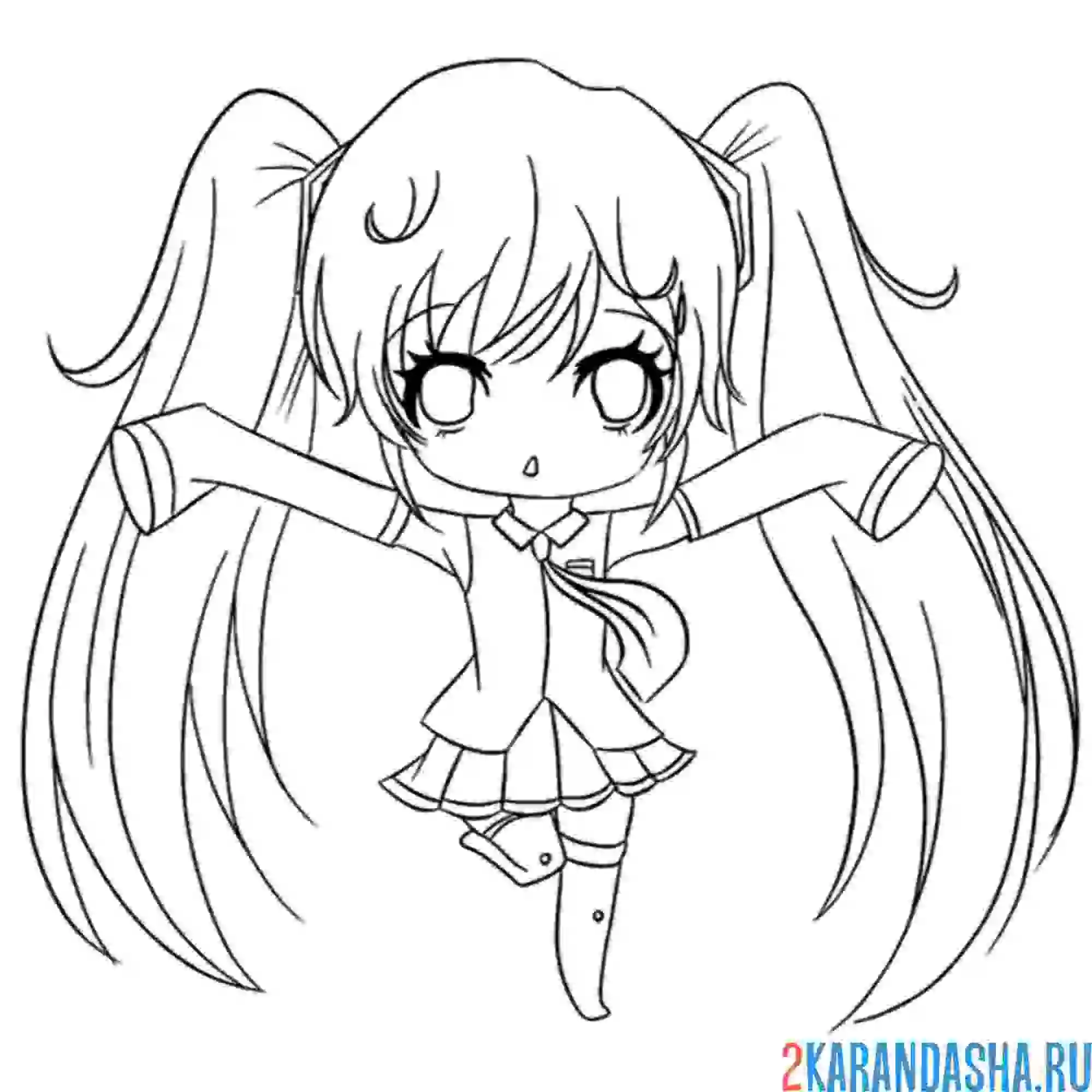 Раскраска мику в прыжке