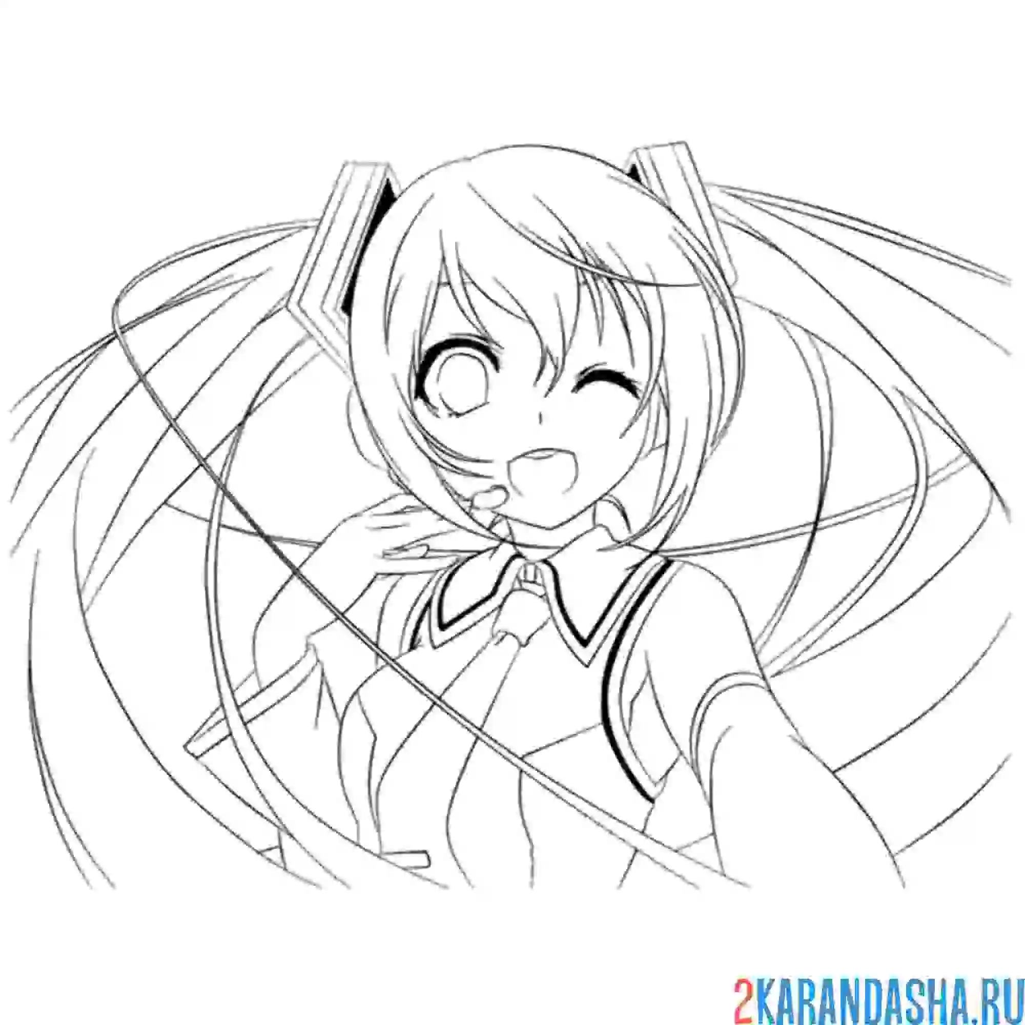 Раскраска привет от мику