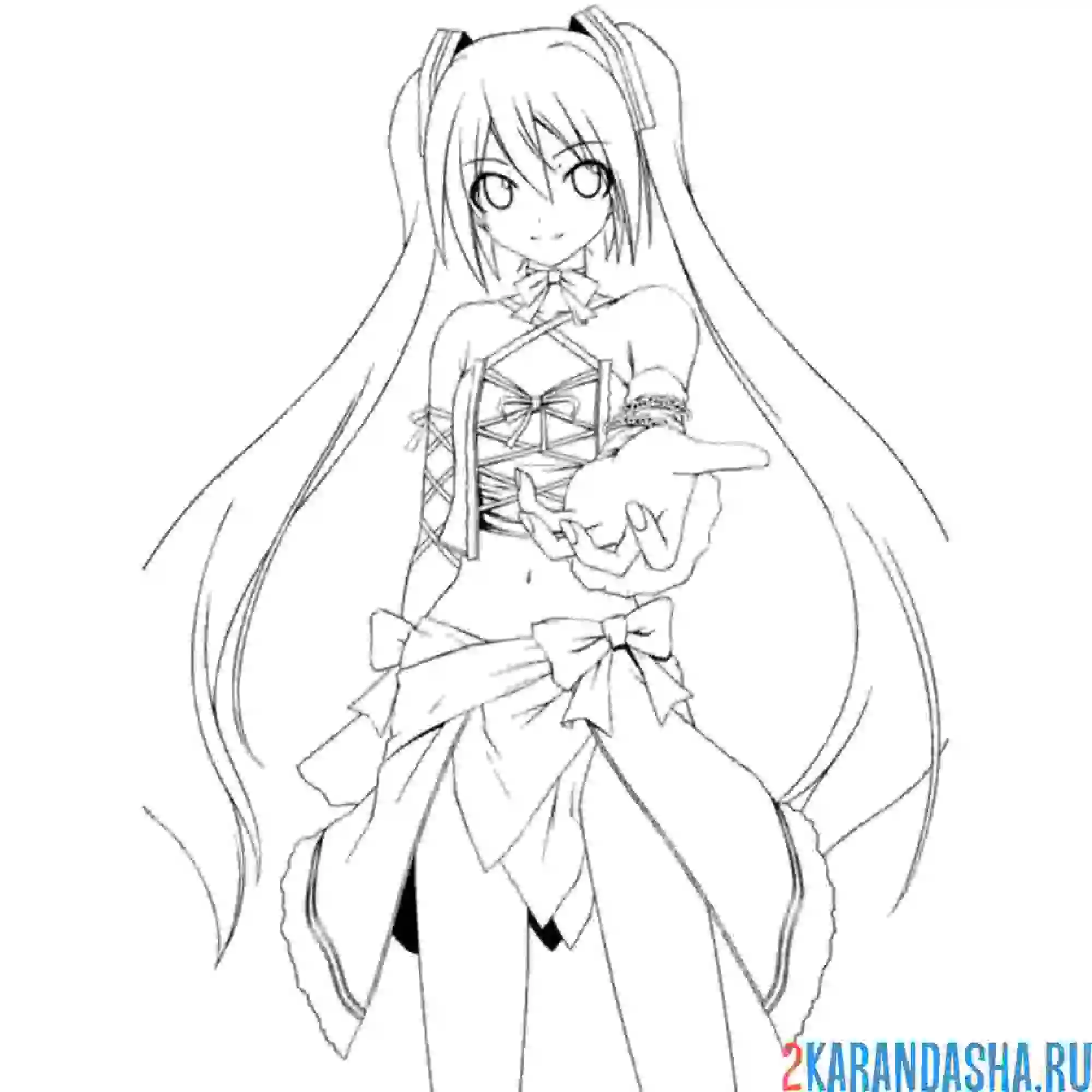 Раскраска мику девушка