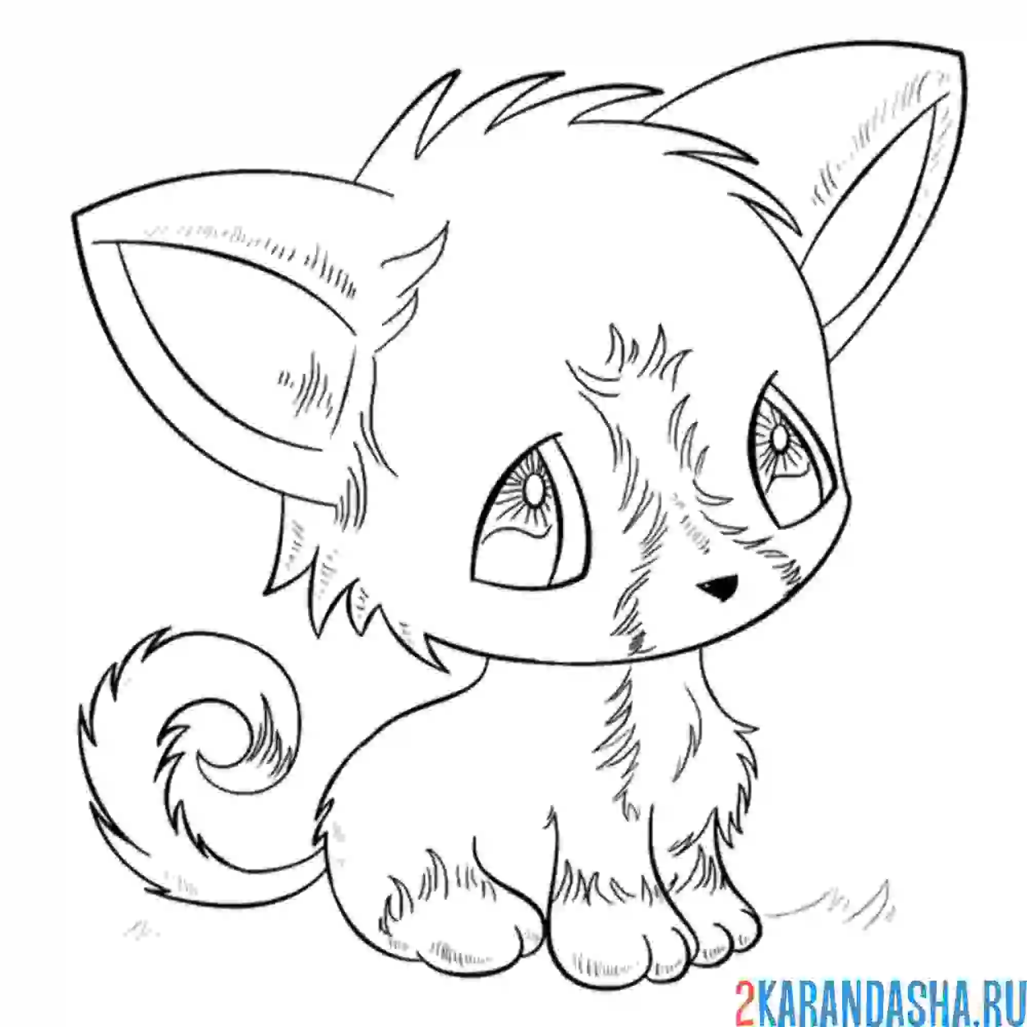 Раскраска аниме милое животное