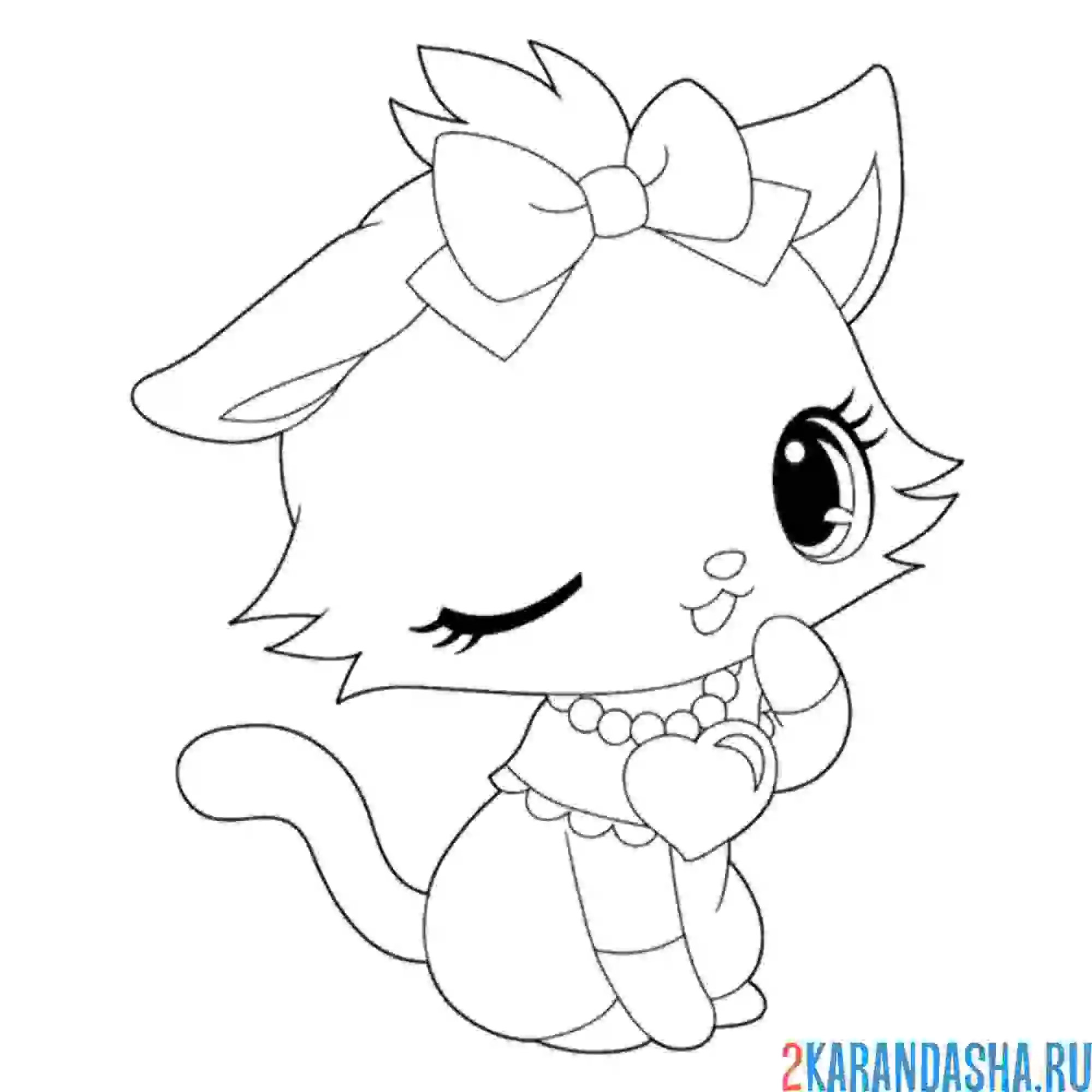 Раскраска аниме кошечка питомец