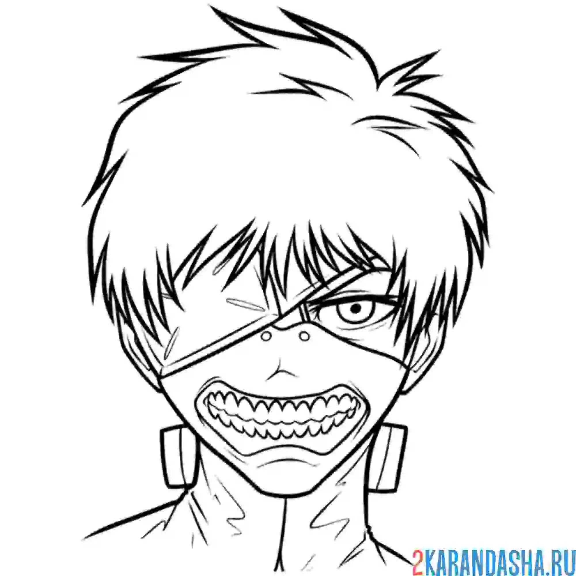 Раскраска кен канеки аниме