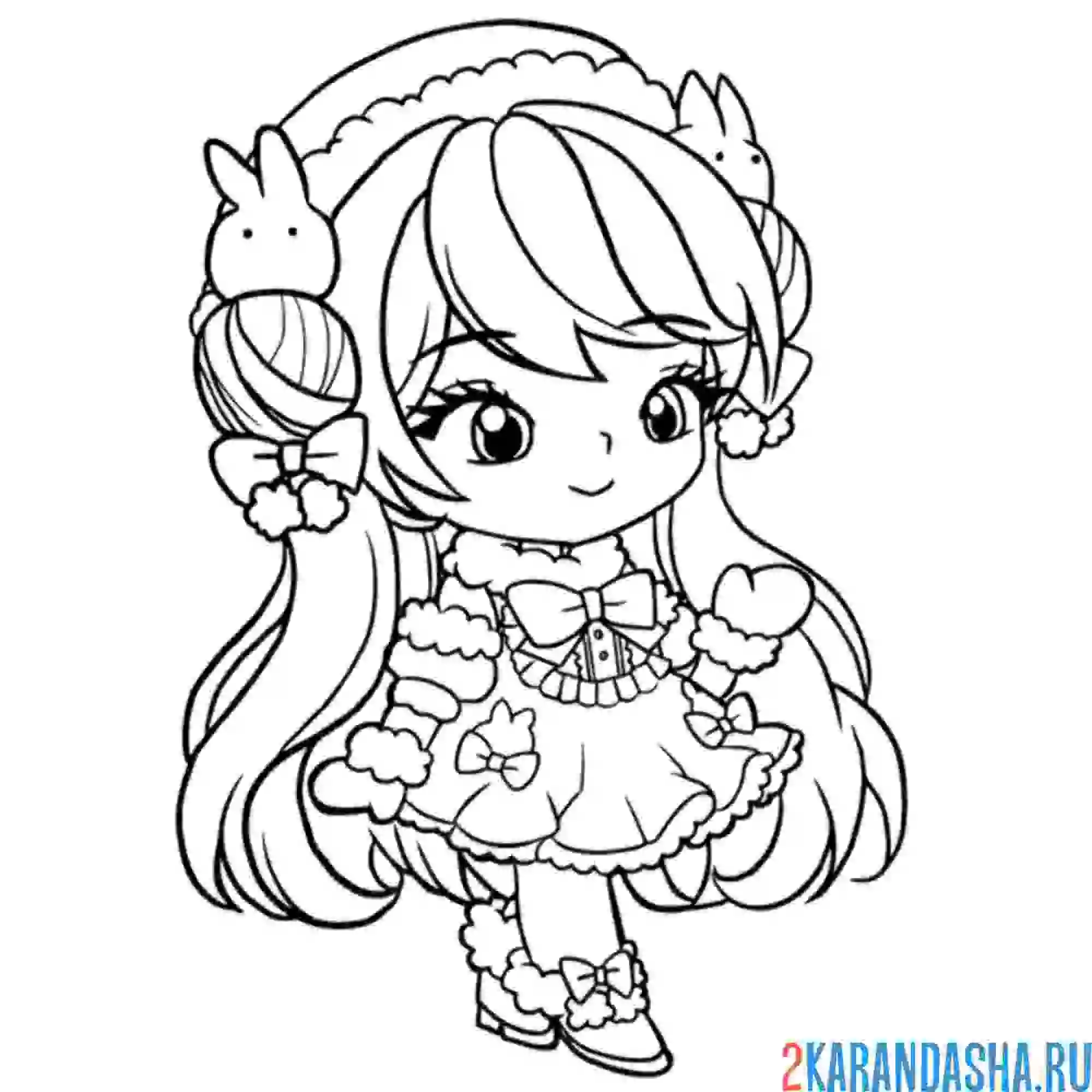 Раскраска аниме девочка в платье