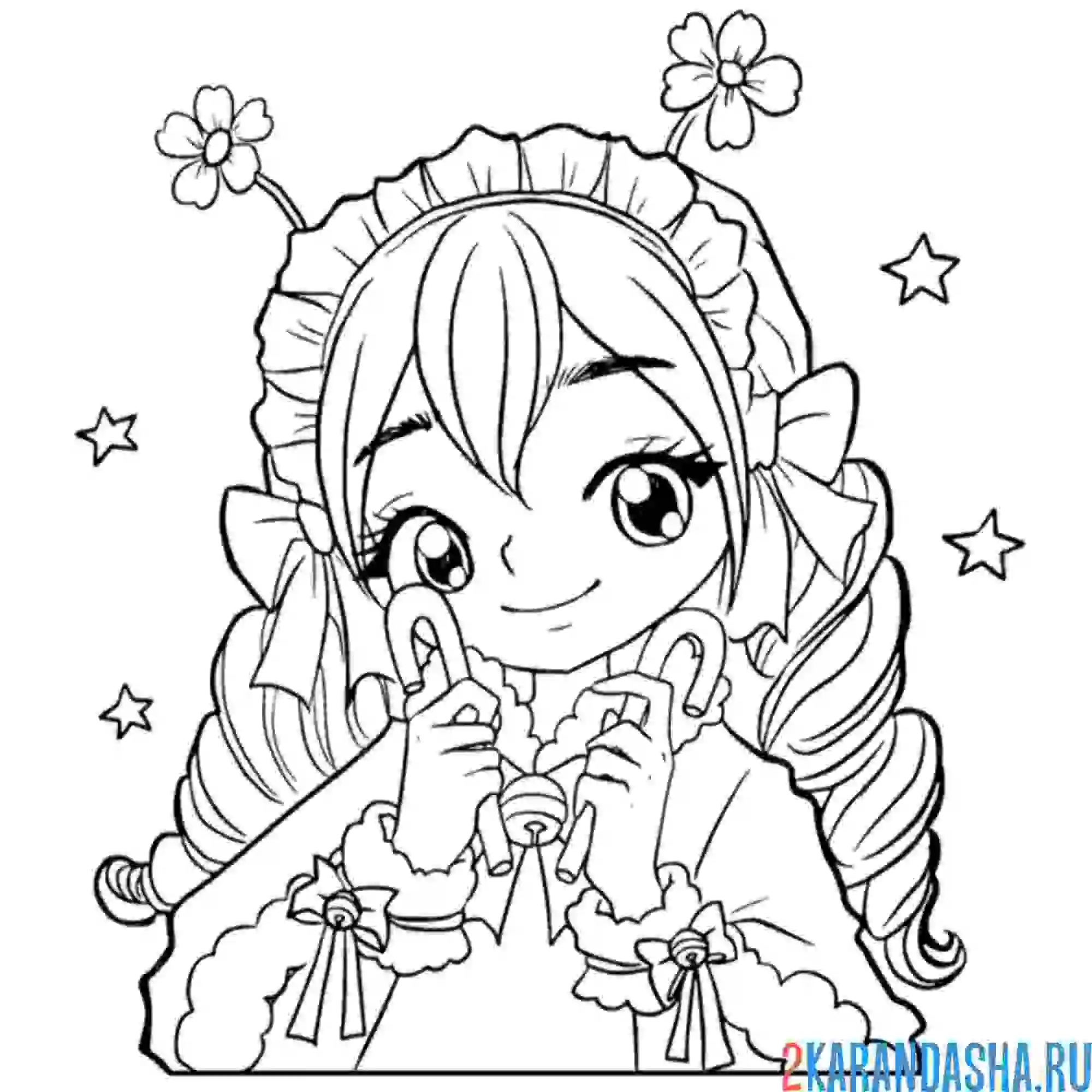 Раскраска аниме рождественская девочка