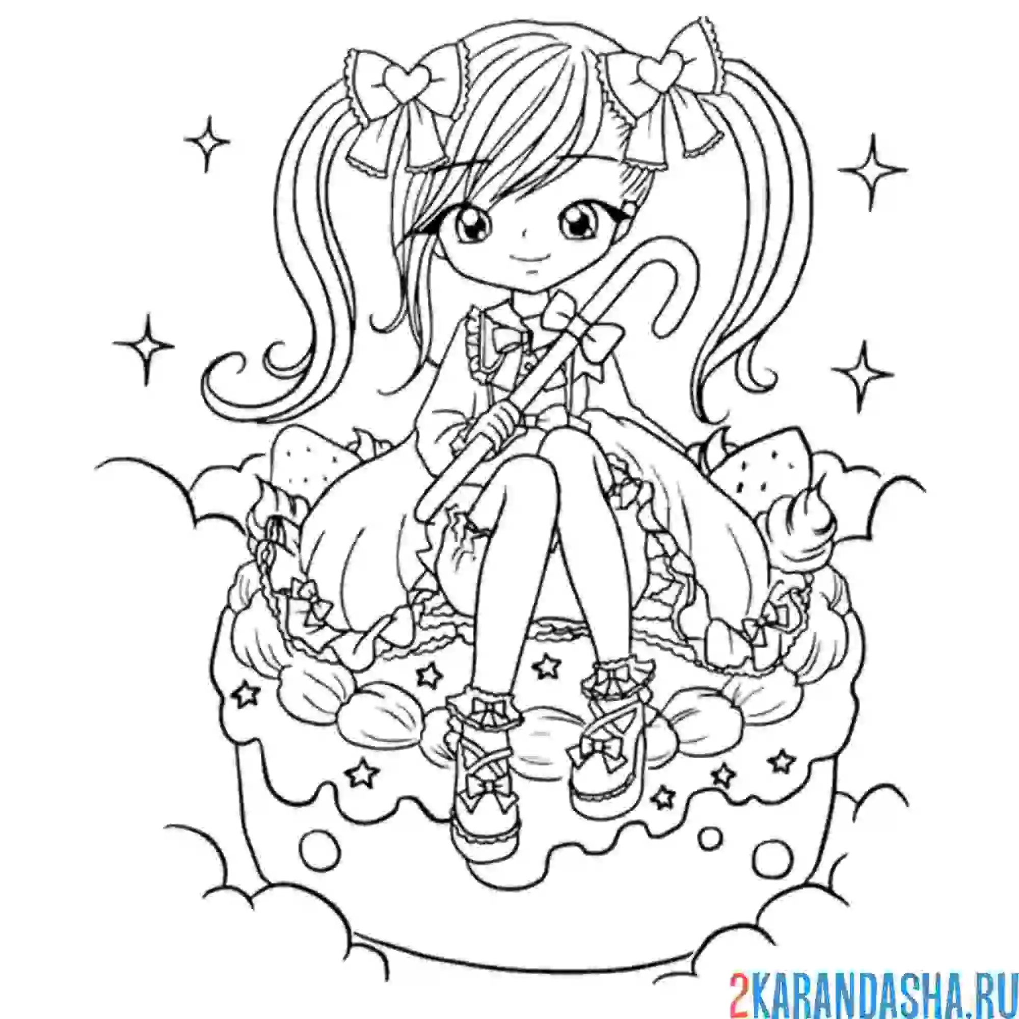 Раскраска аниме сладкая девочка