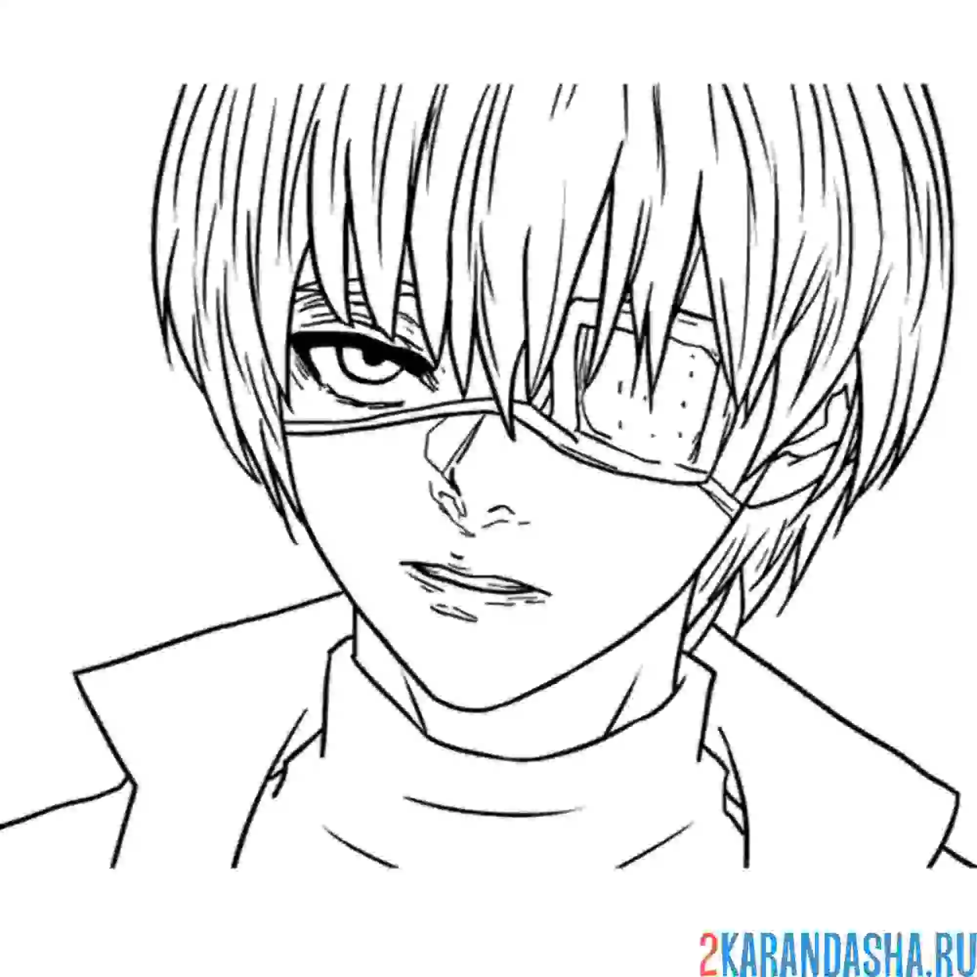 Раскраска кен канеки аниме мальчик