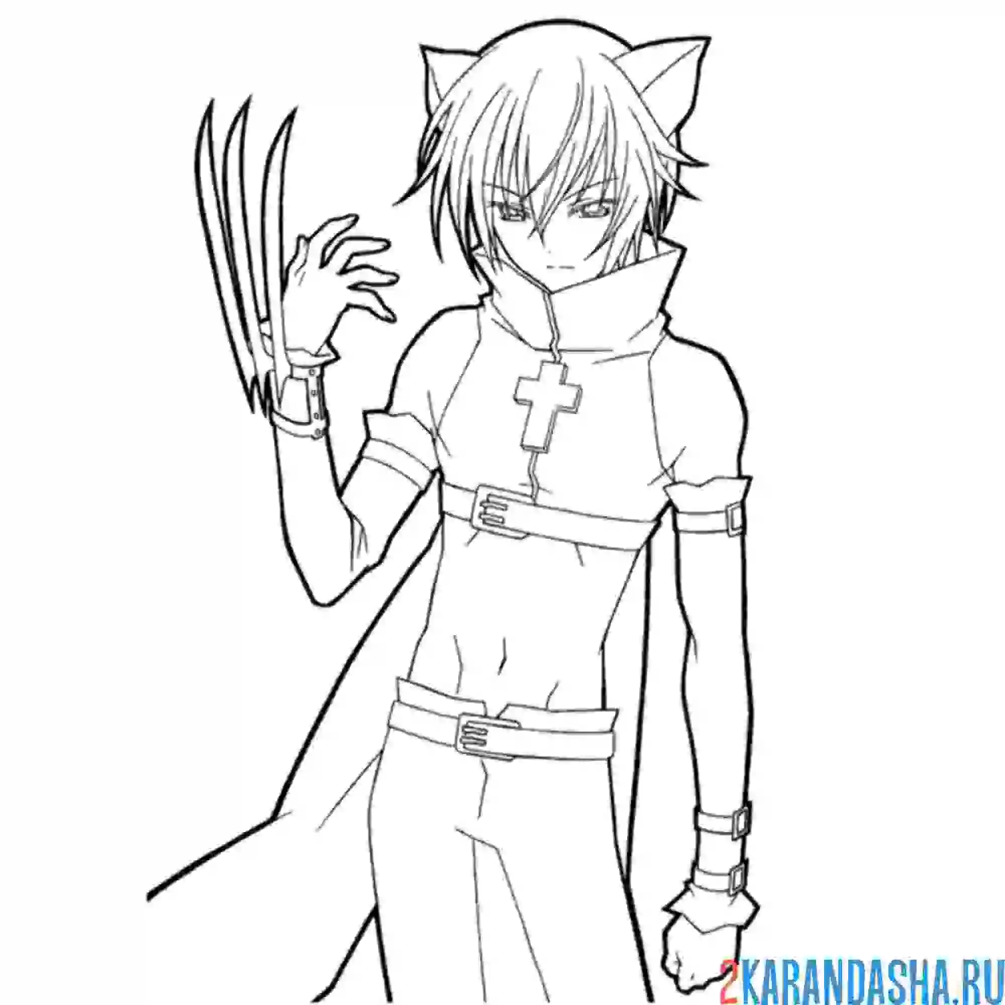 Раскраска аниме мальчик герой