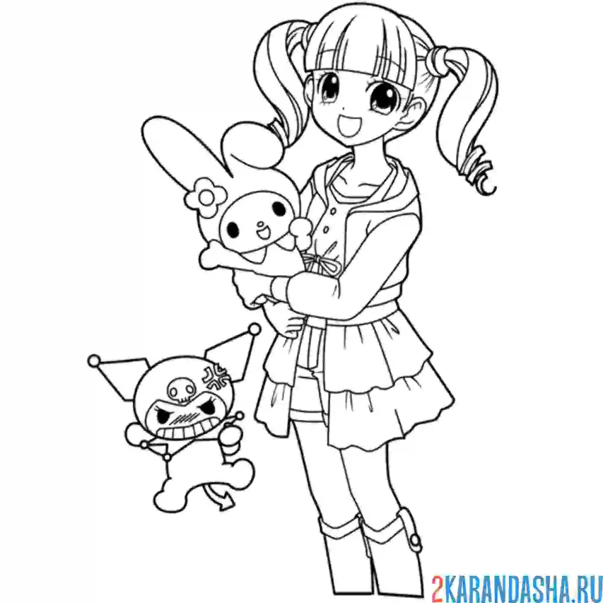 Раскраска аниме девушка с куроми