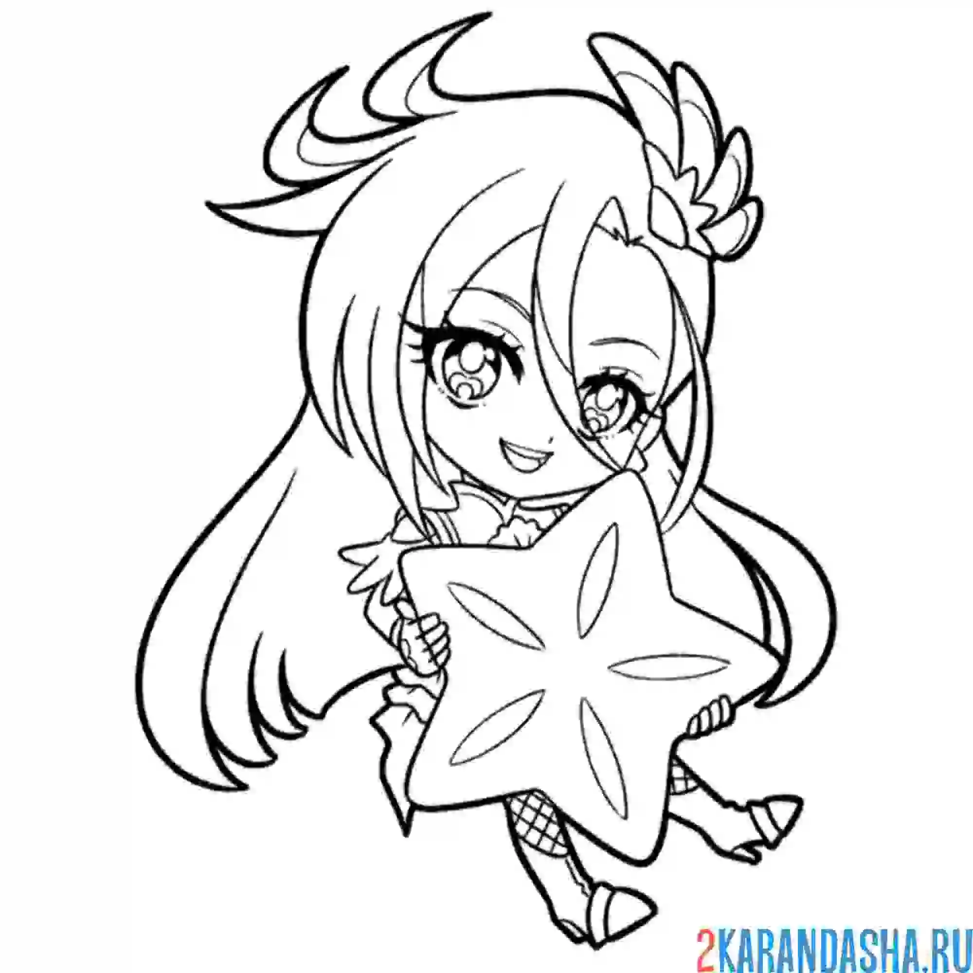 Раскраска принцесса подводного мира аниме