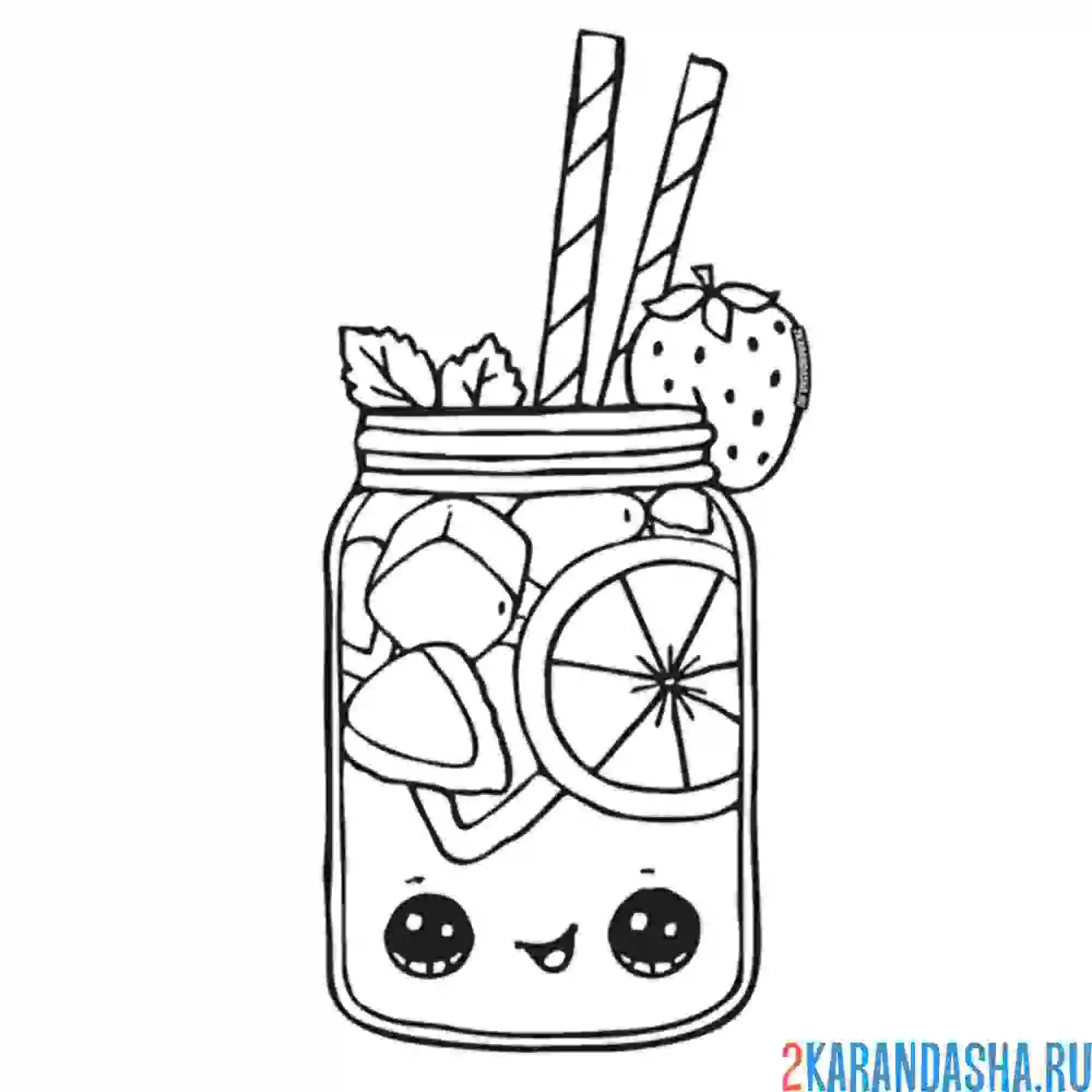 Раскраска лимонад с трубочкой