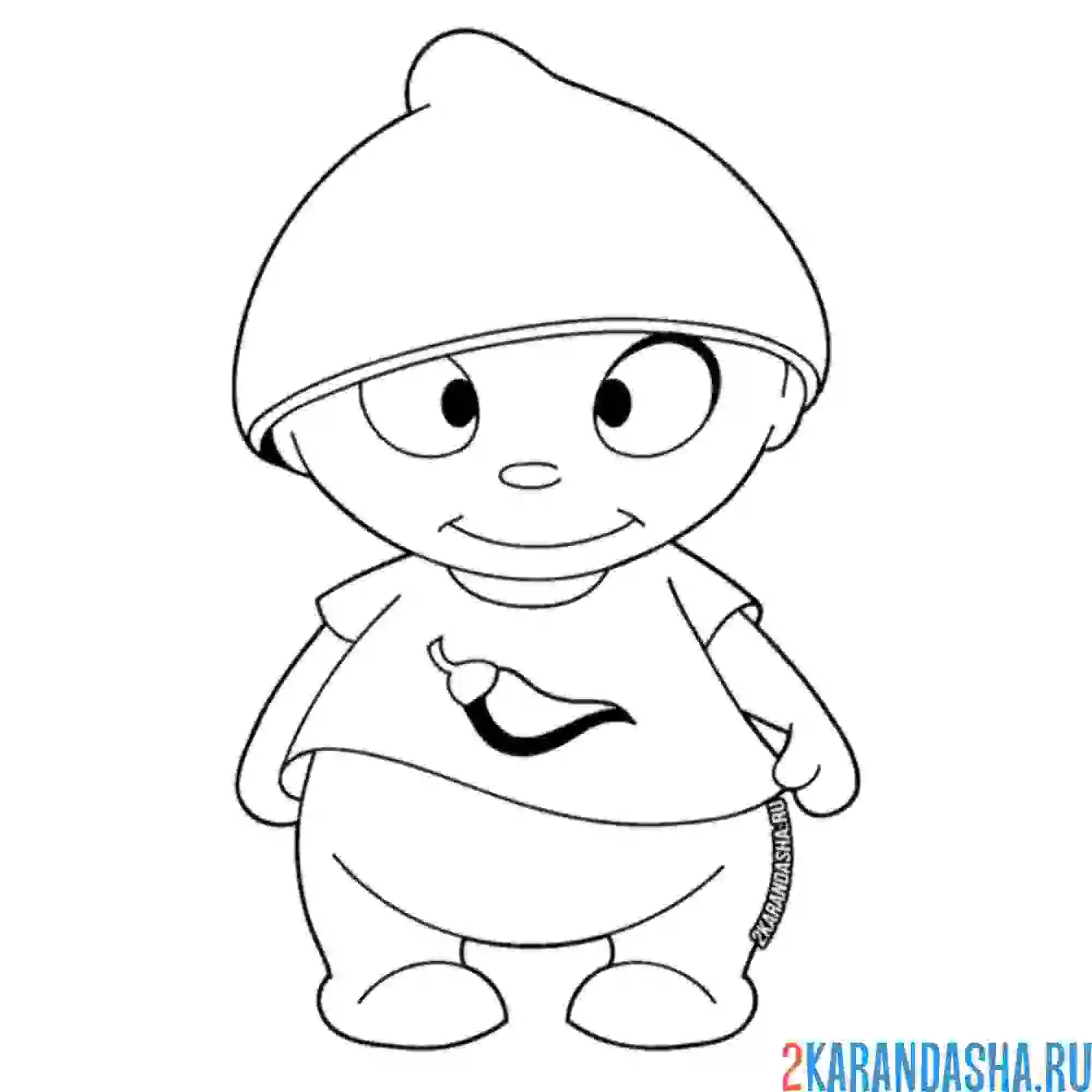 Раскраска мальчик в шапке лимона