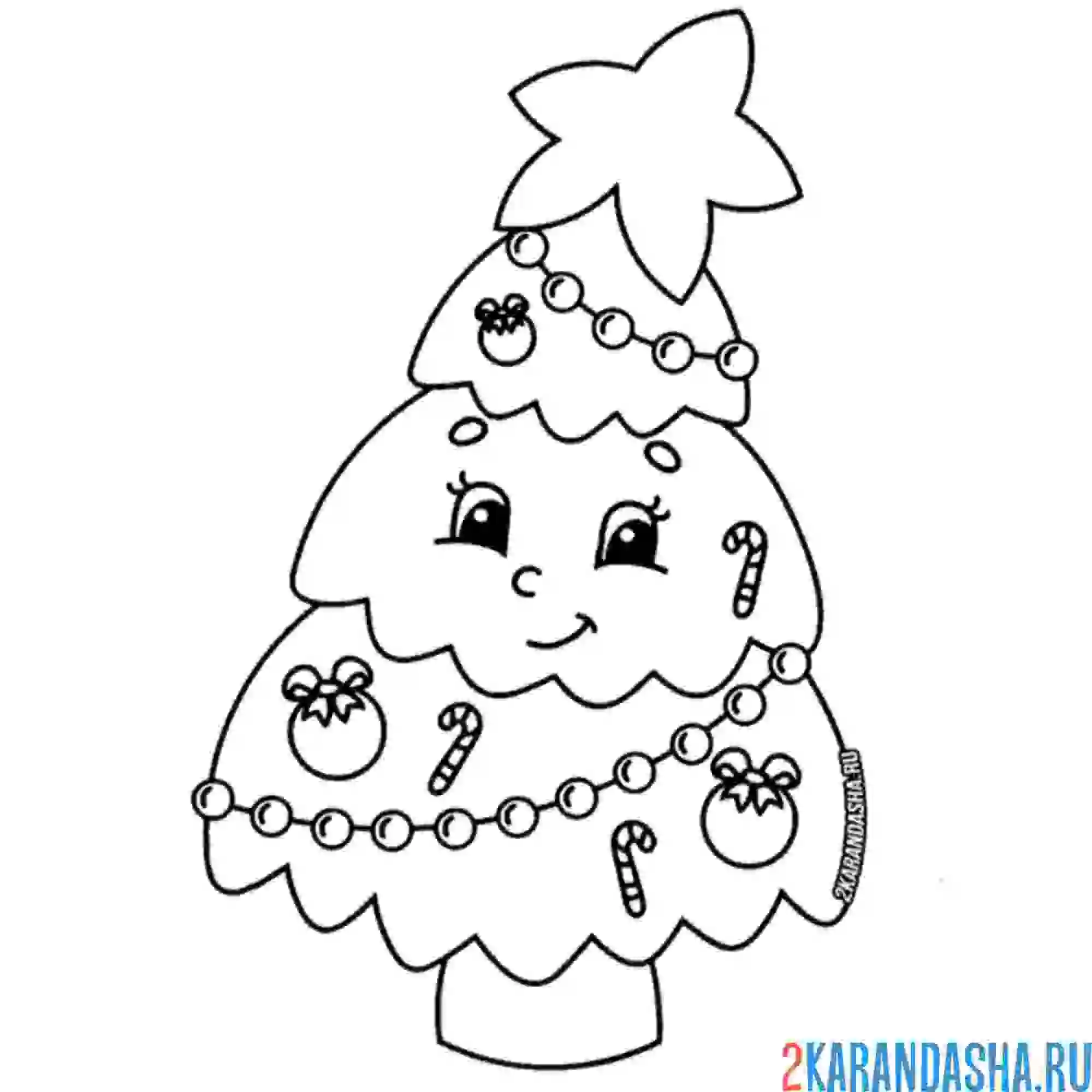 Раскраска новогодняя елка с глазками