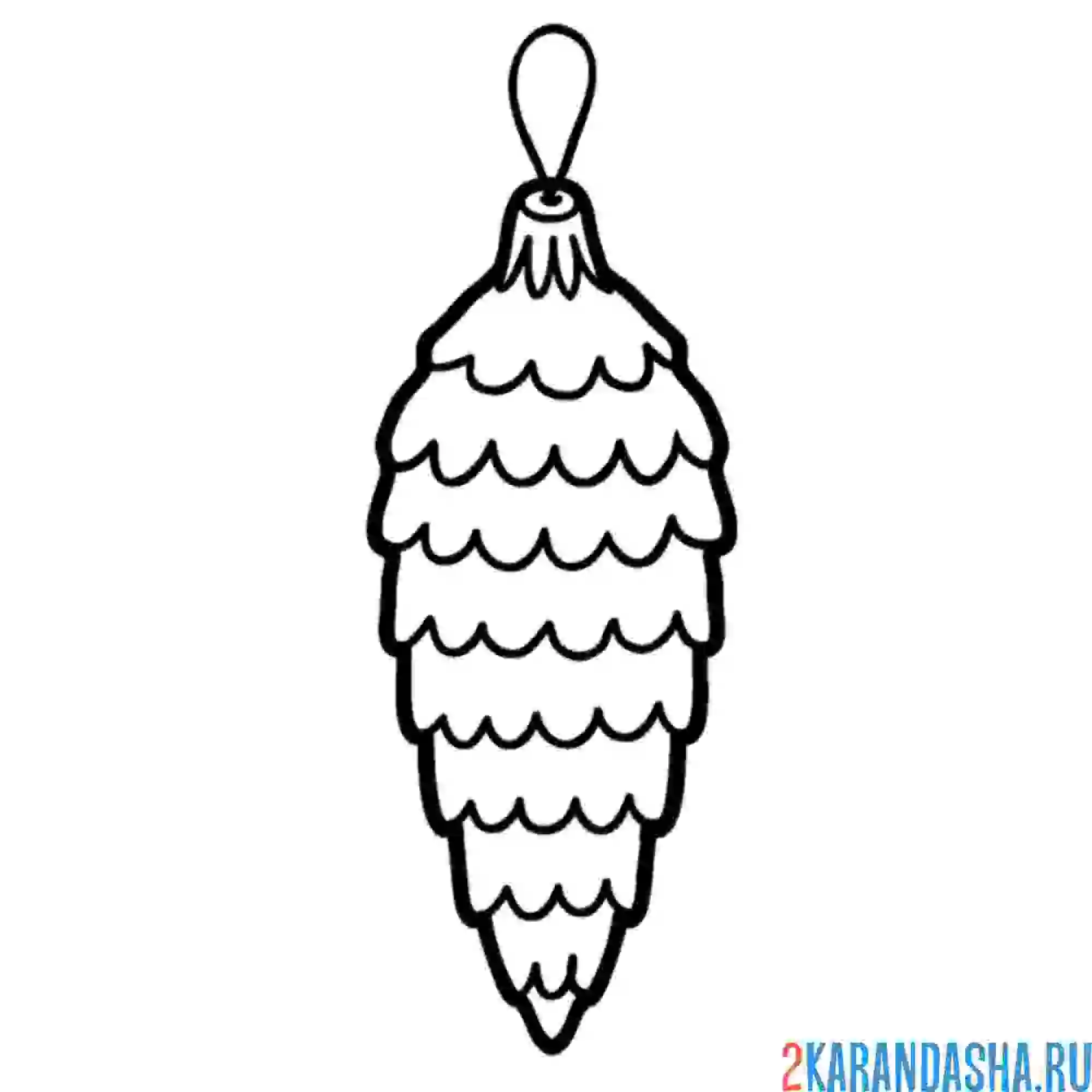 Раскраска новогодняя шишка елочная игрушка