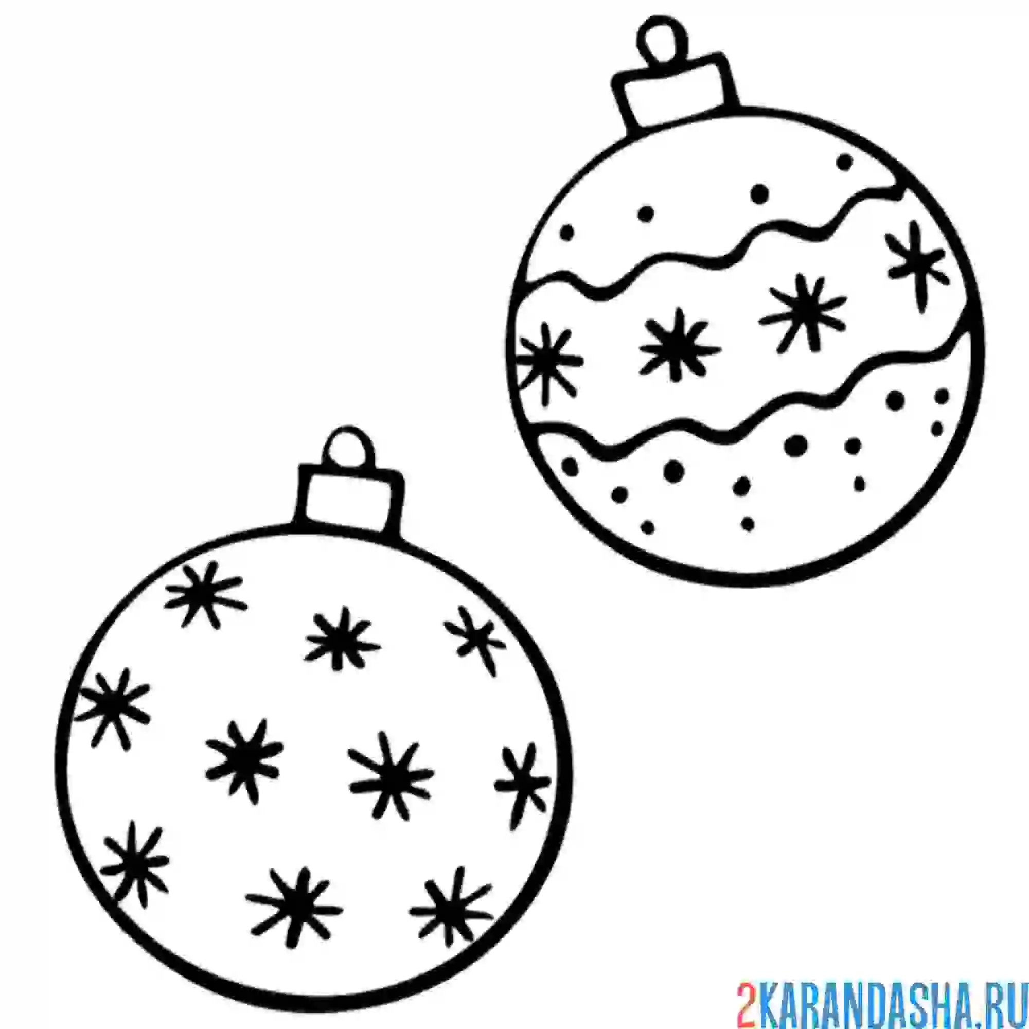 Раскраска два новогодних шара