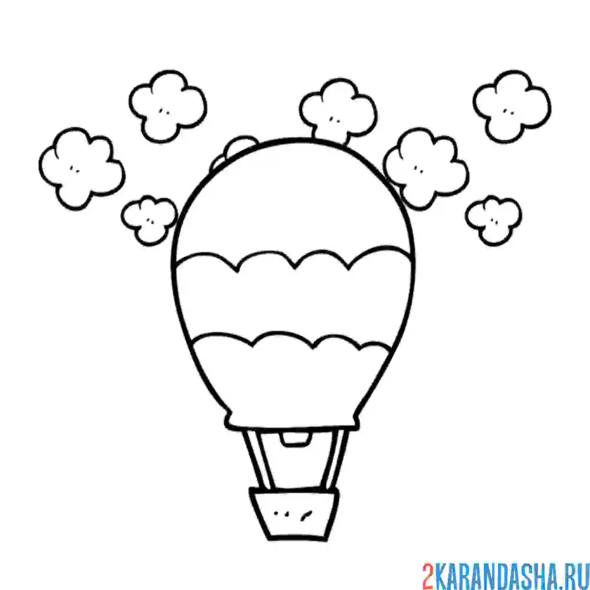 Раскраска воздушный шар с корзиной