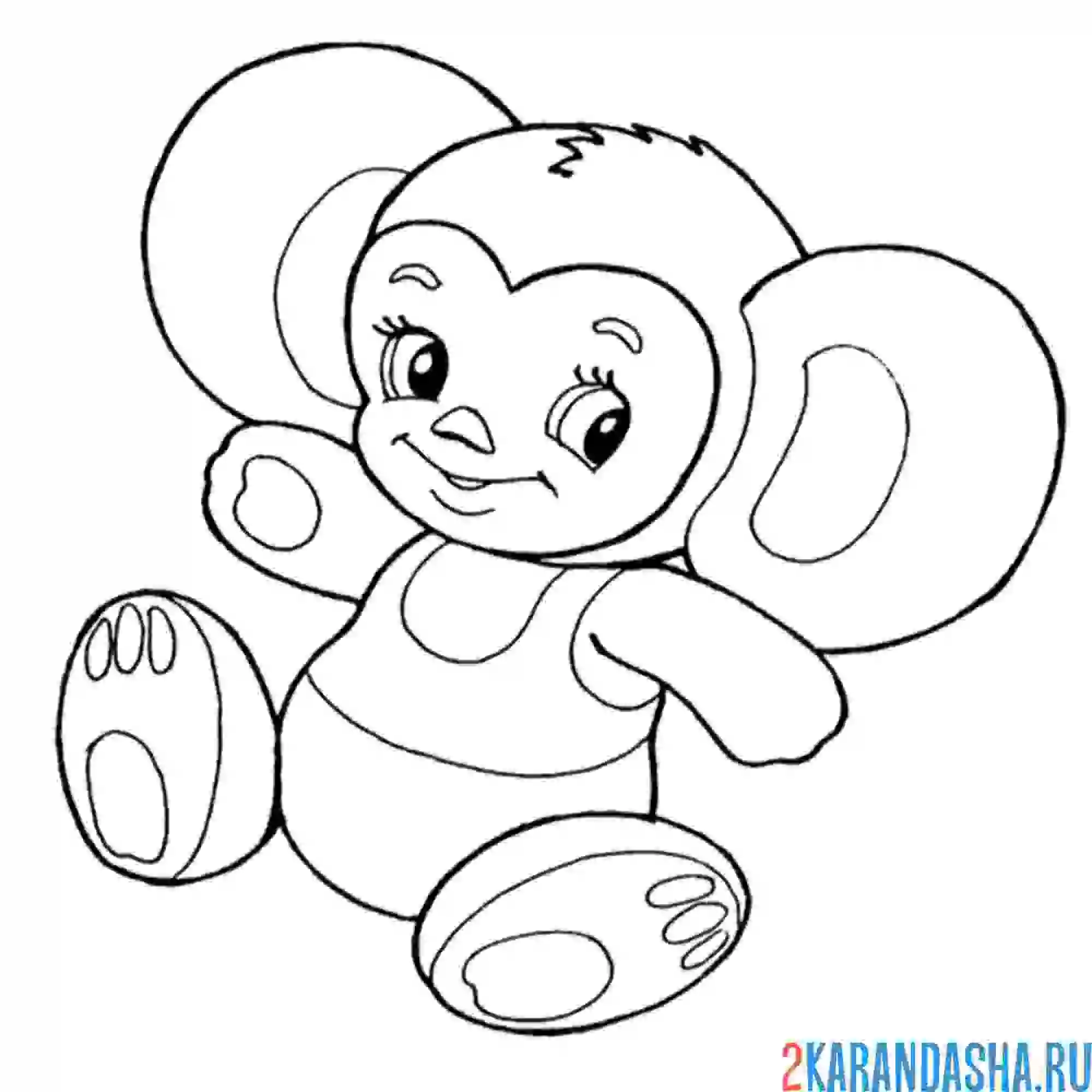 Раскраска плюшевый чебурашка