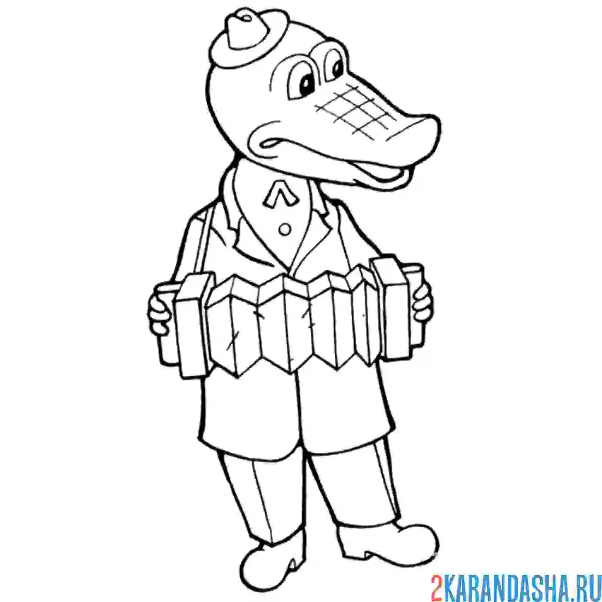 Раскраска гена играет на гармошке