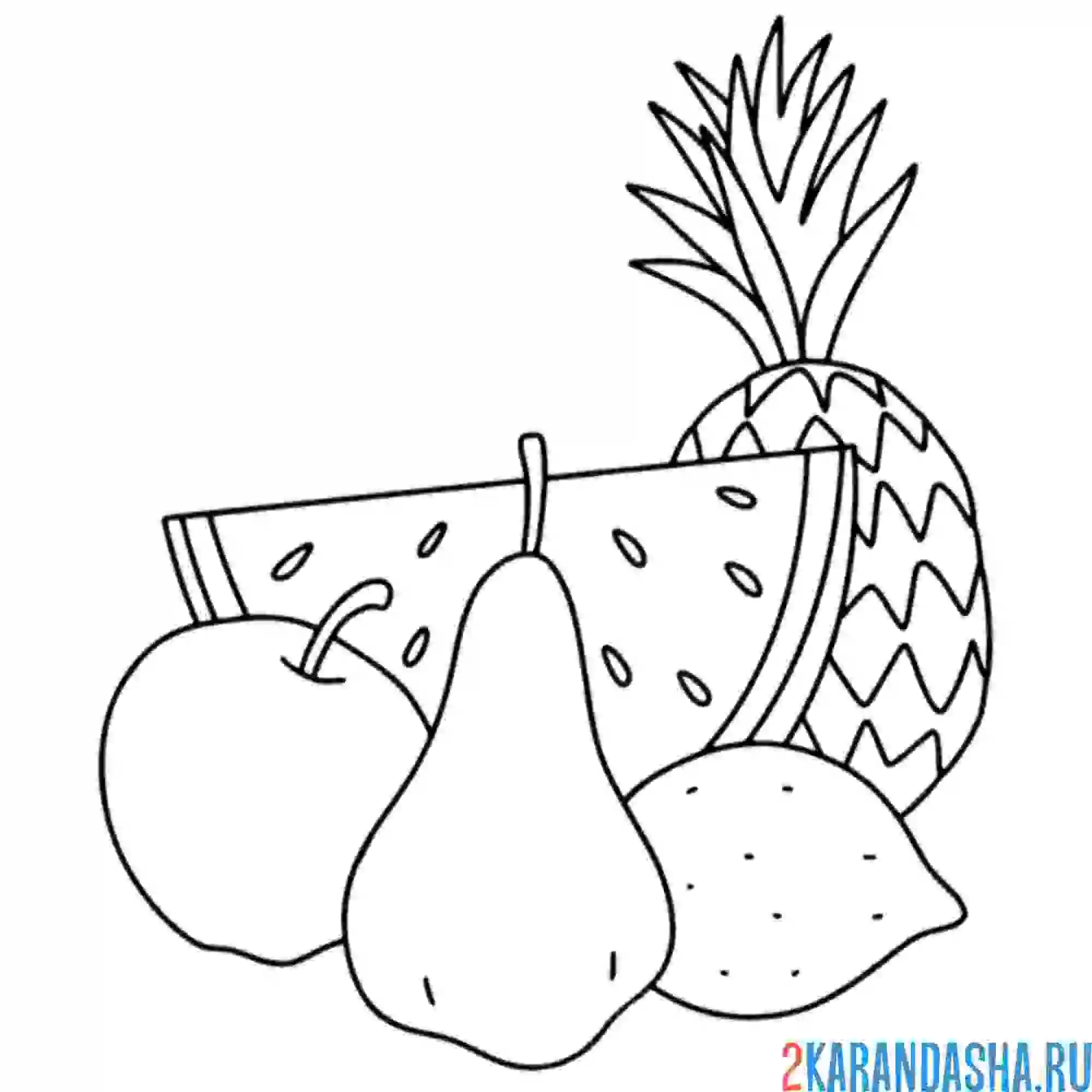 Раскраска натюрморт фрукты