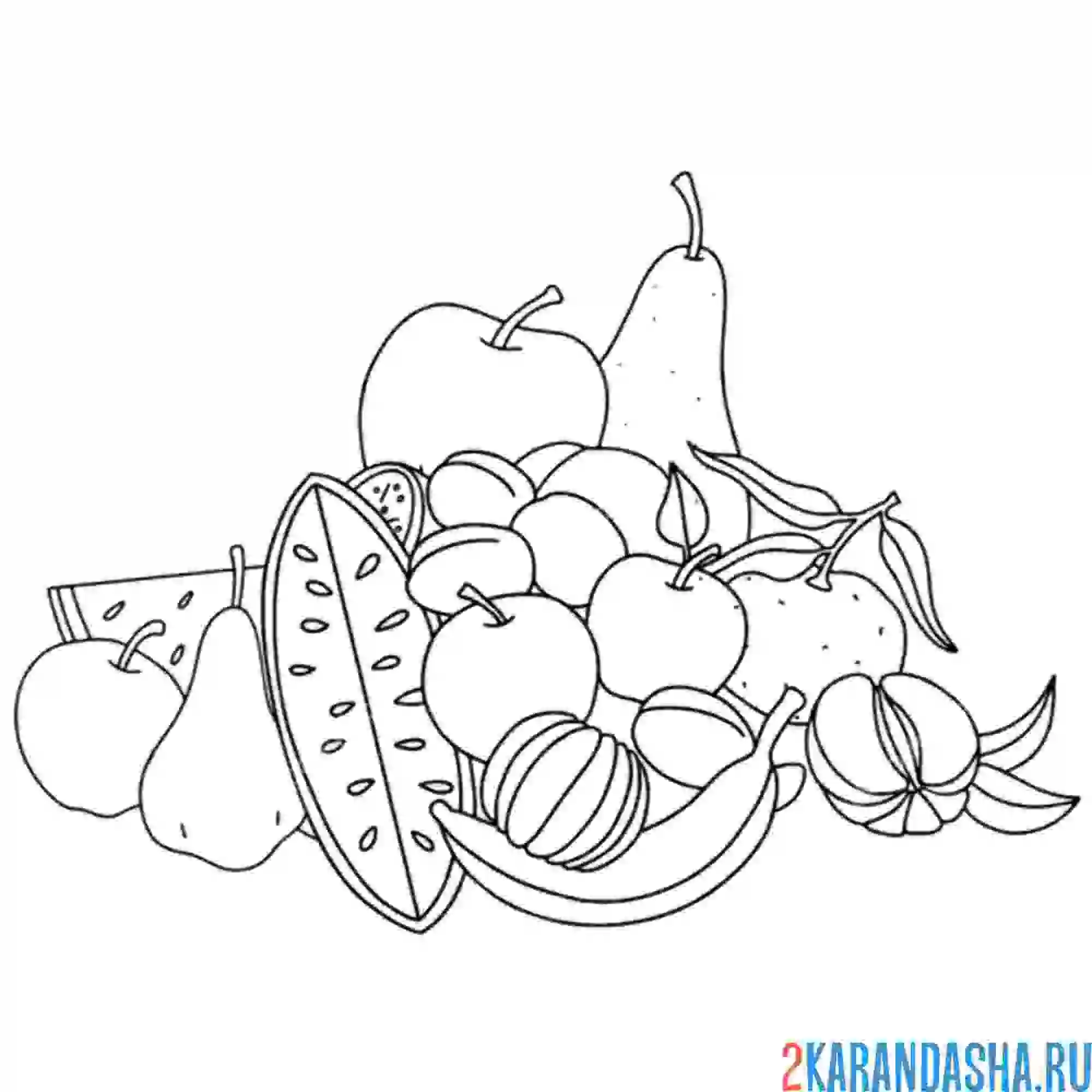 Раскраска натюрморт с фруктами