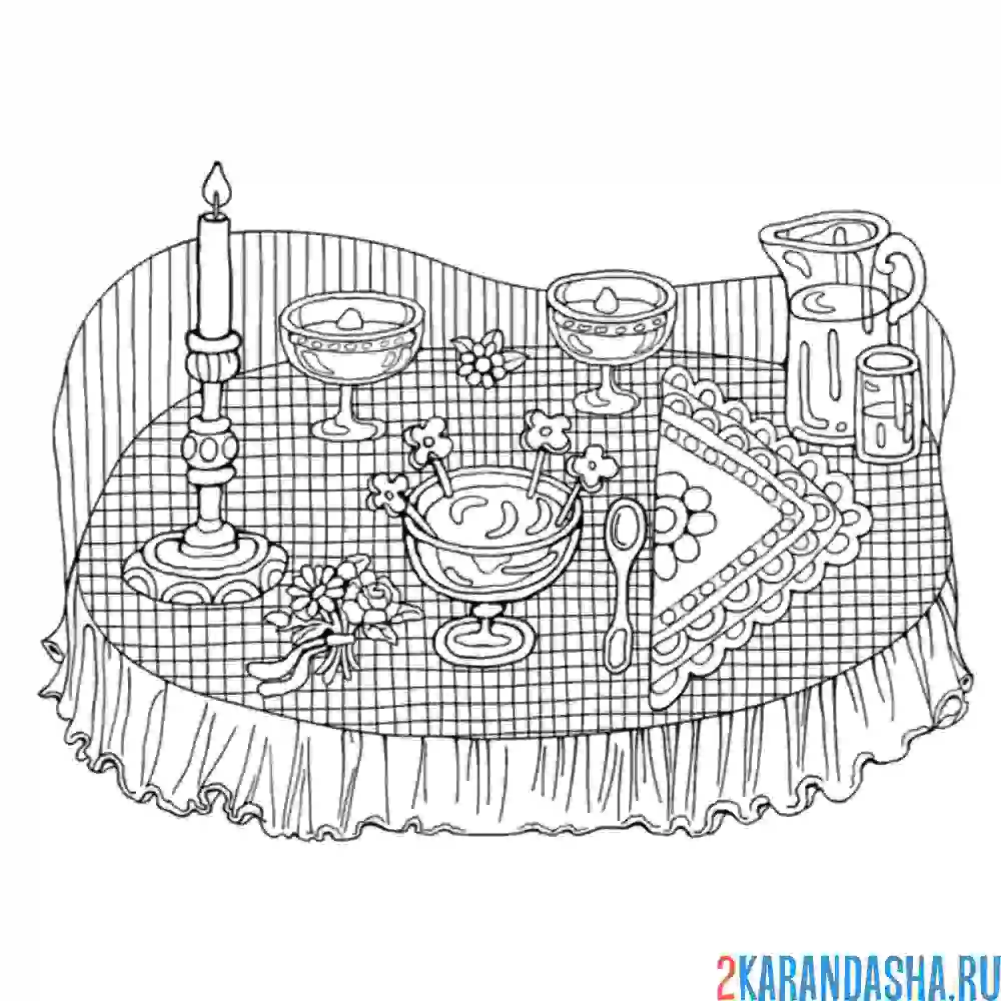 Раскраска стол со свечой