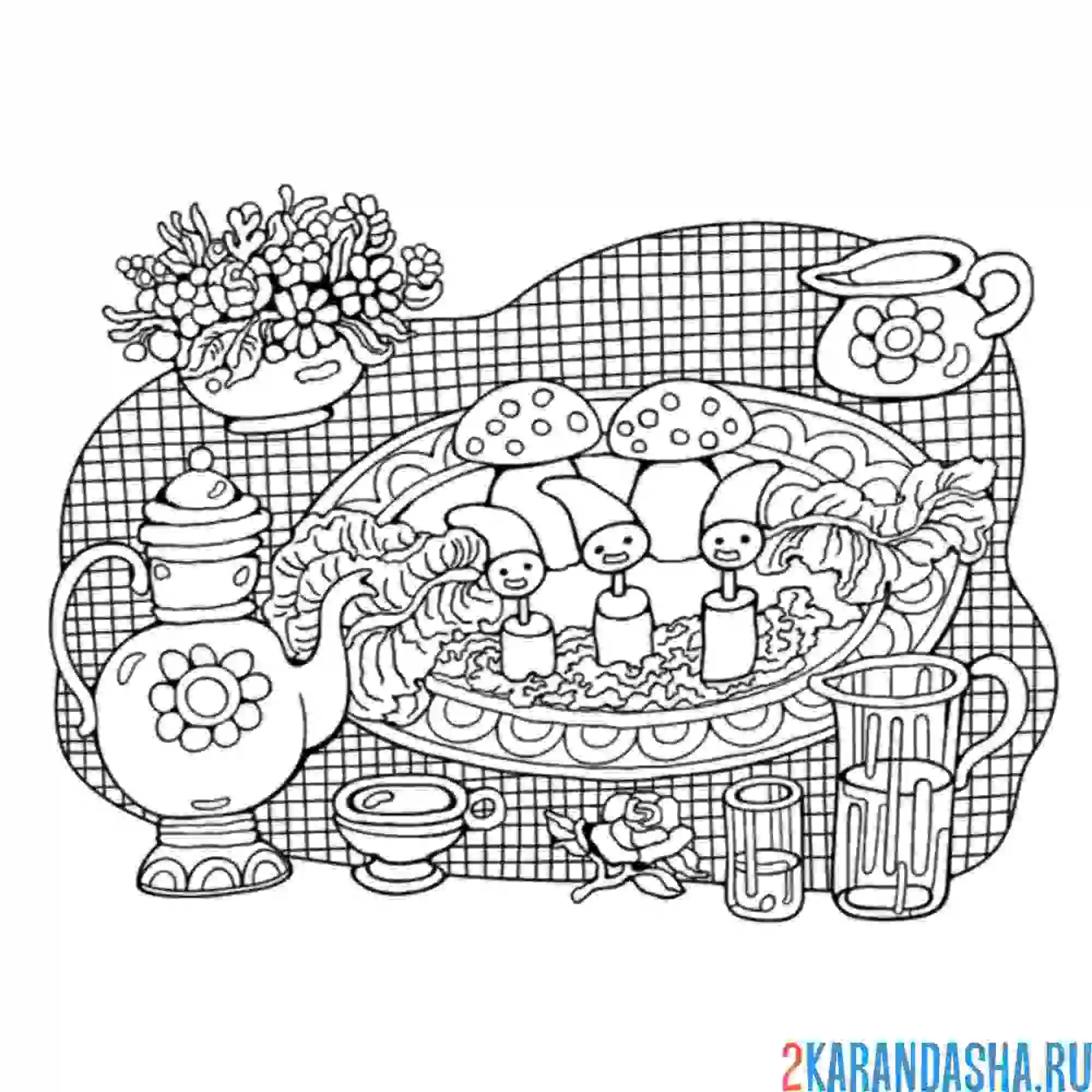 Раскраска обеденный стол