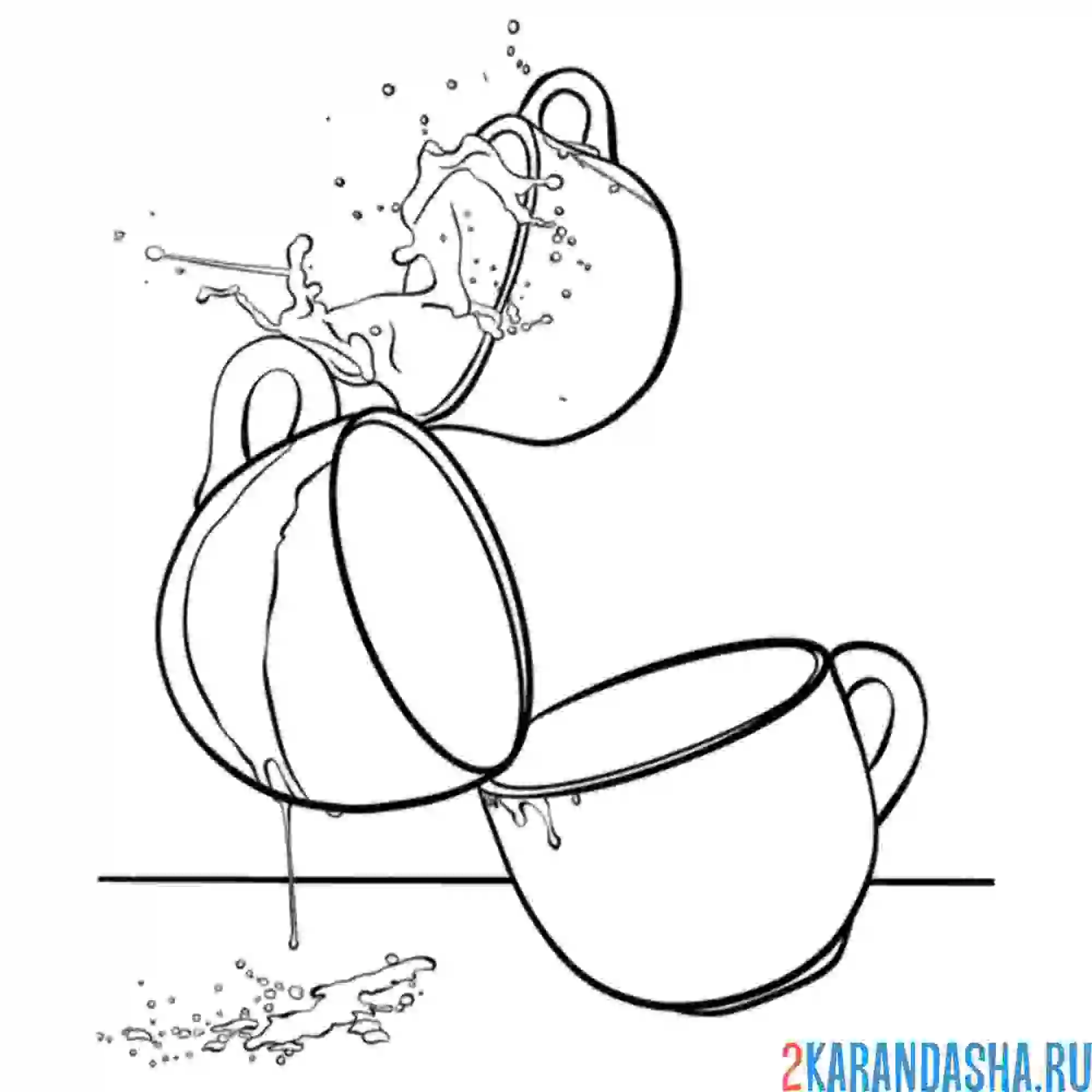 Раскраска натюрморт с чашками