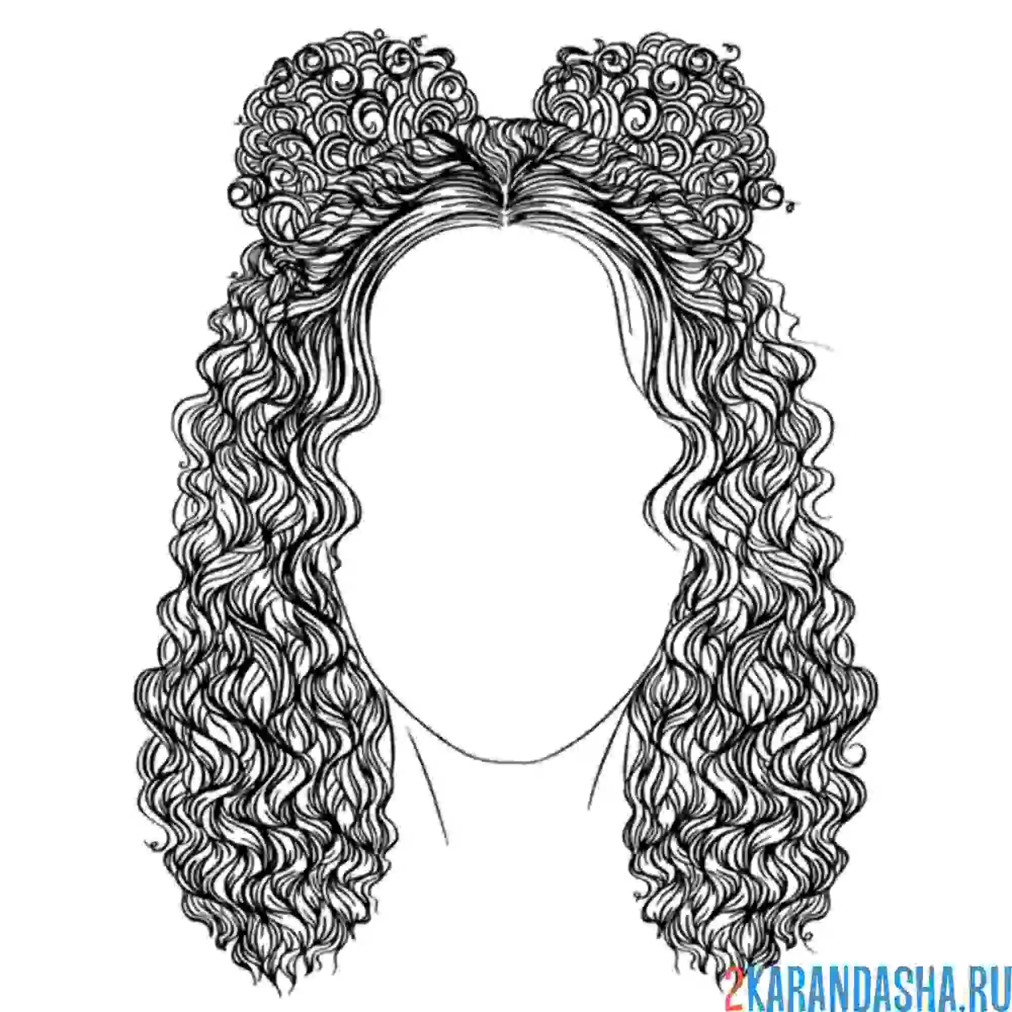 Раскраска девушка без лица кудрявые волосы