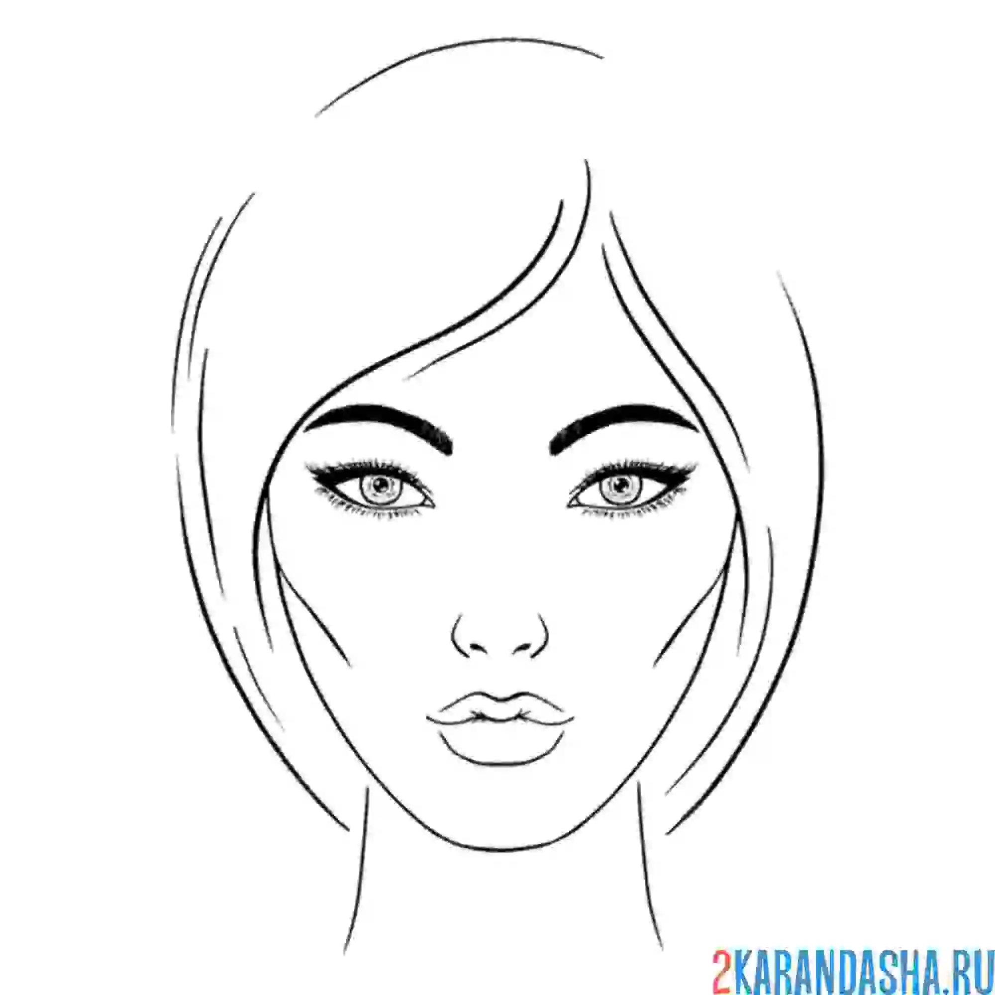 Раскраска девушка с каре