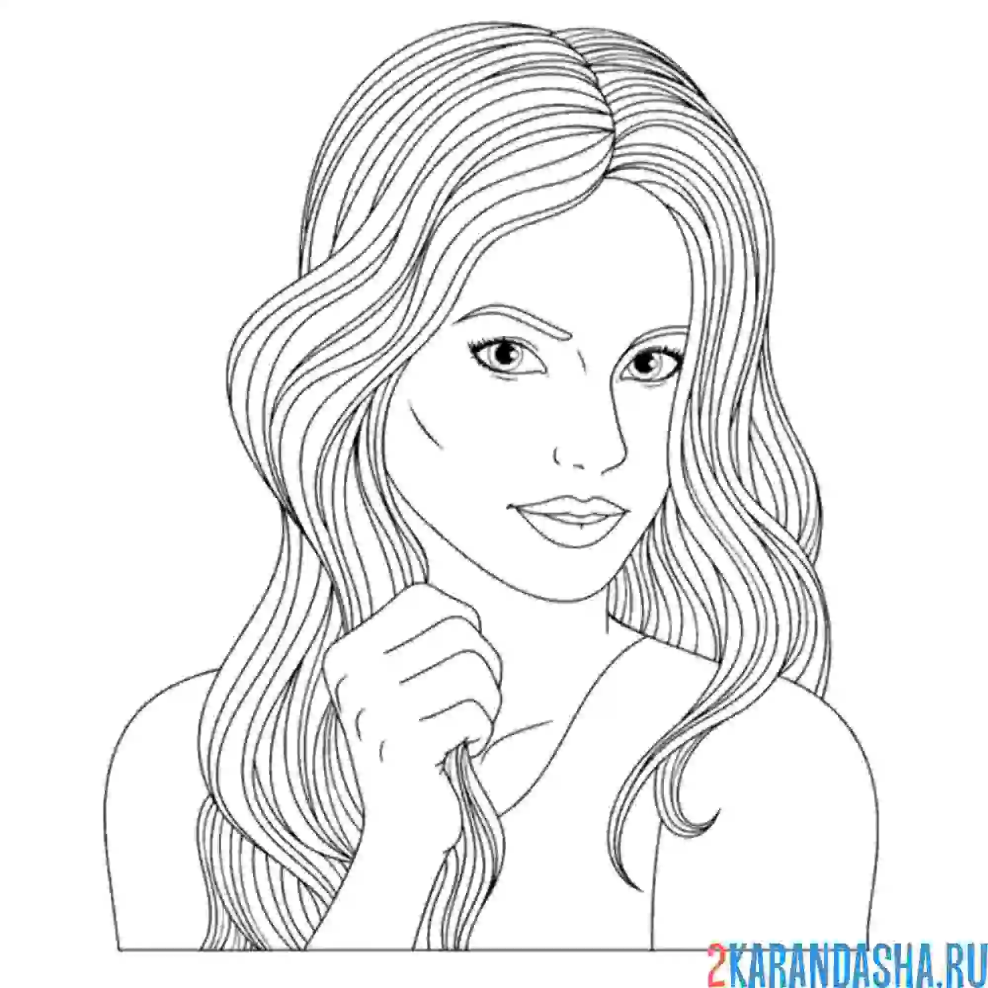 Раскраска девушка длинные волосы
