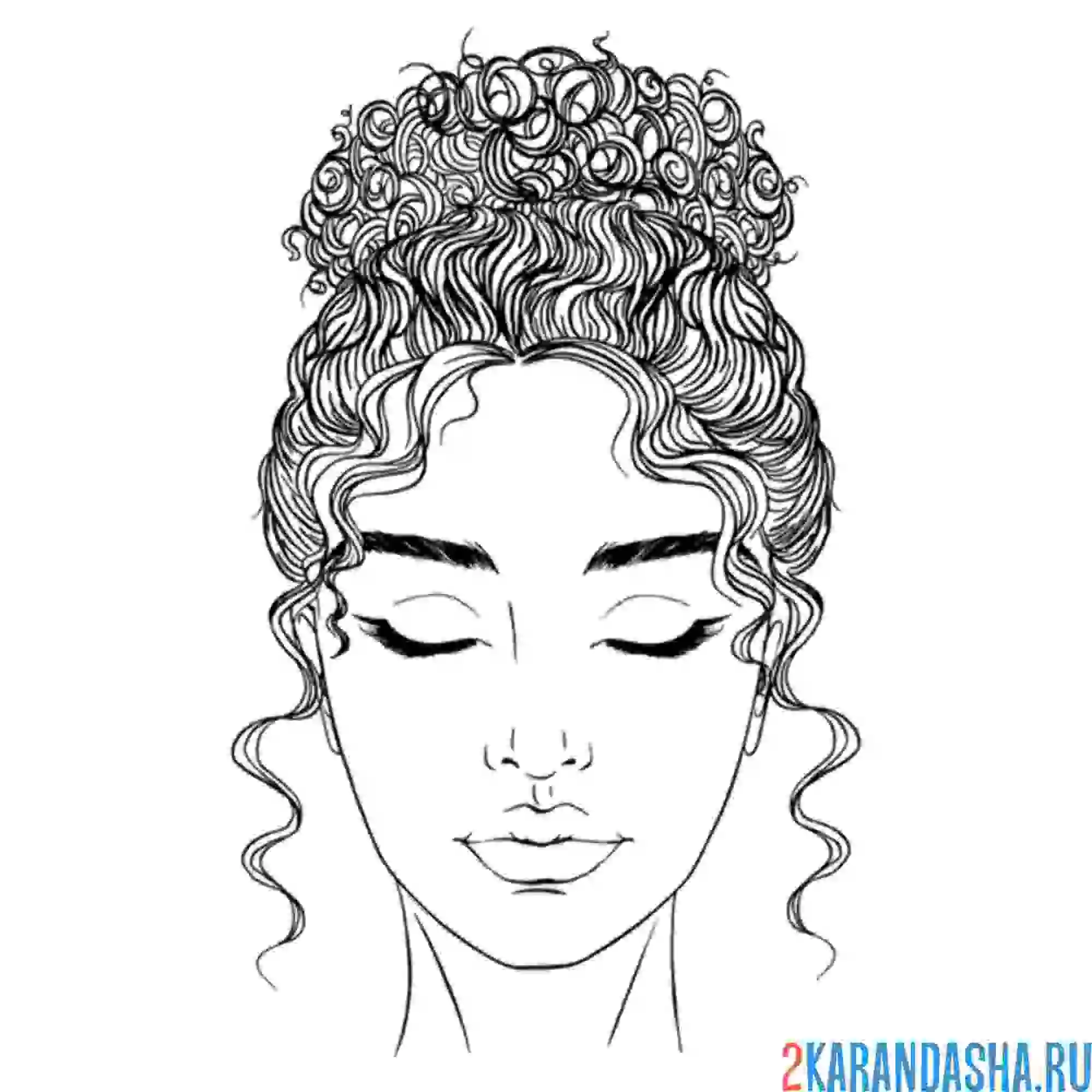Раскраска лицо девушки с закрытыми глазами