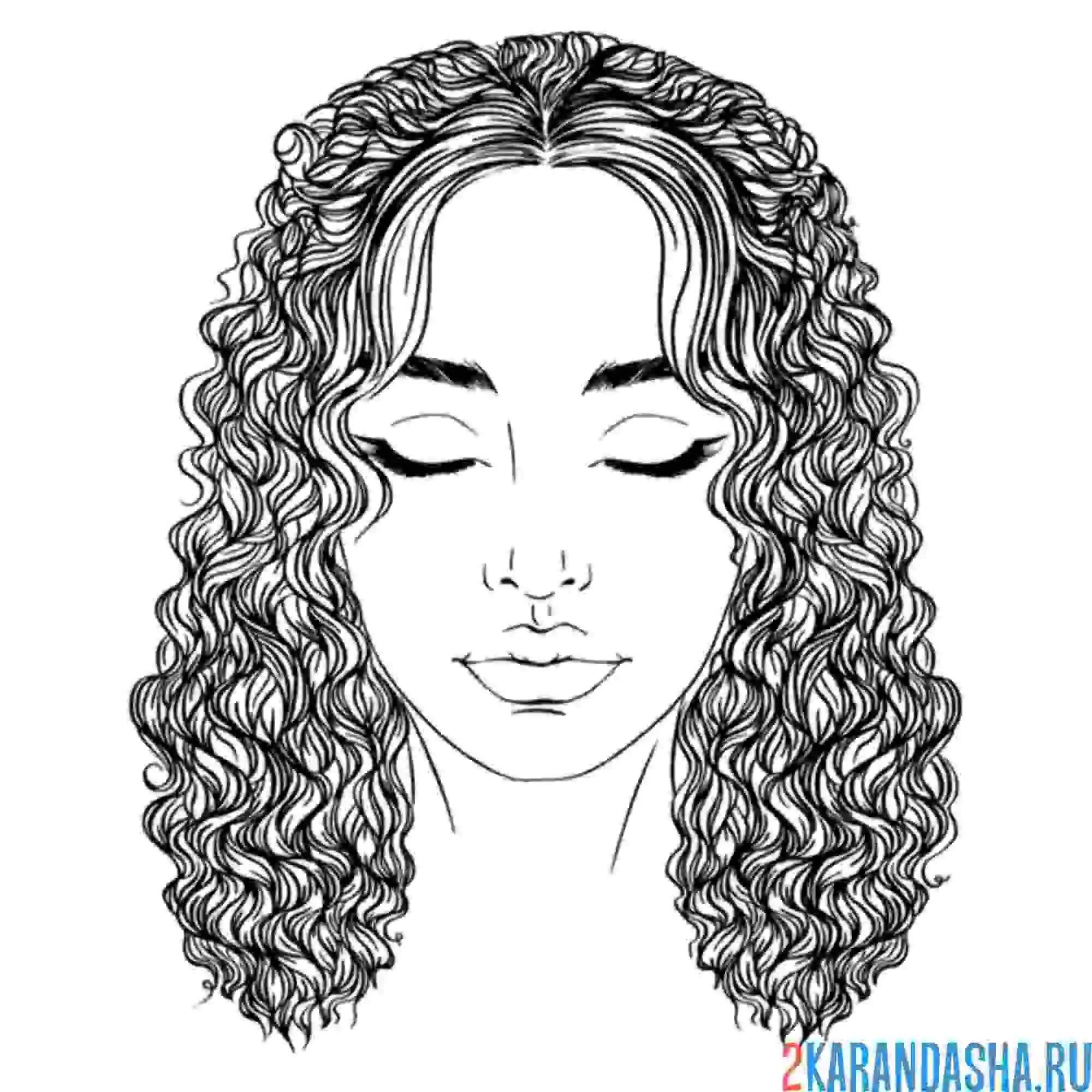 Раскраска лицо девушки глаза закрытые