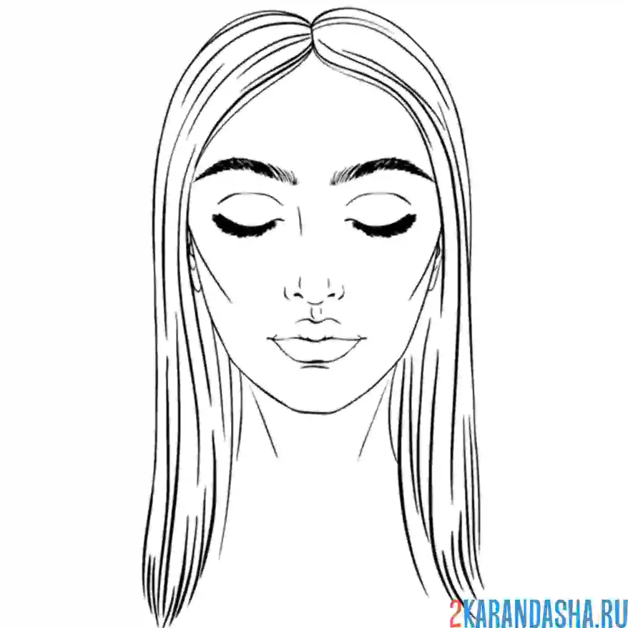 Раскраска лицо девушки с длинными волосами